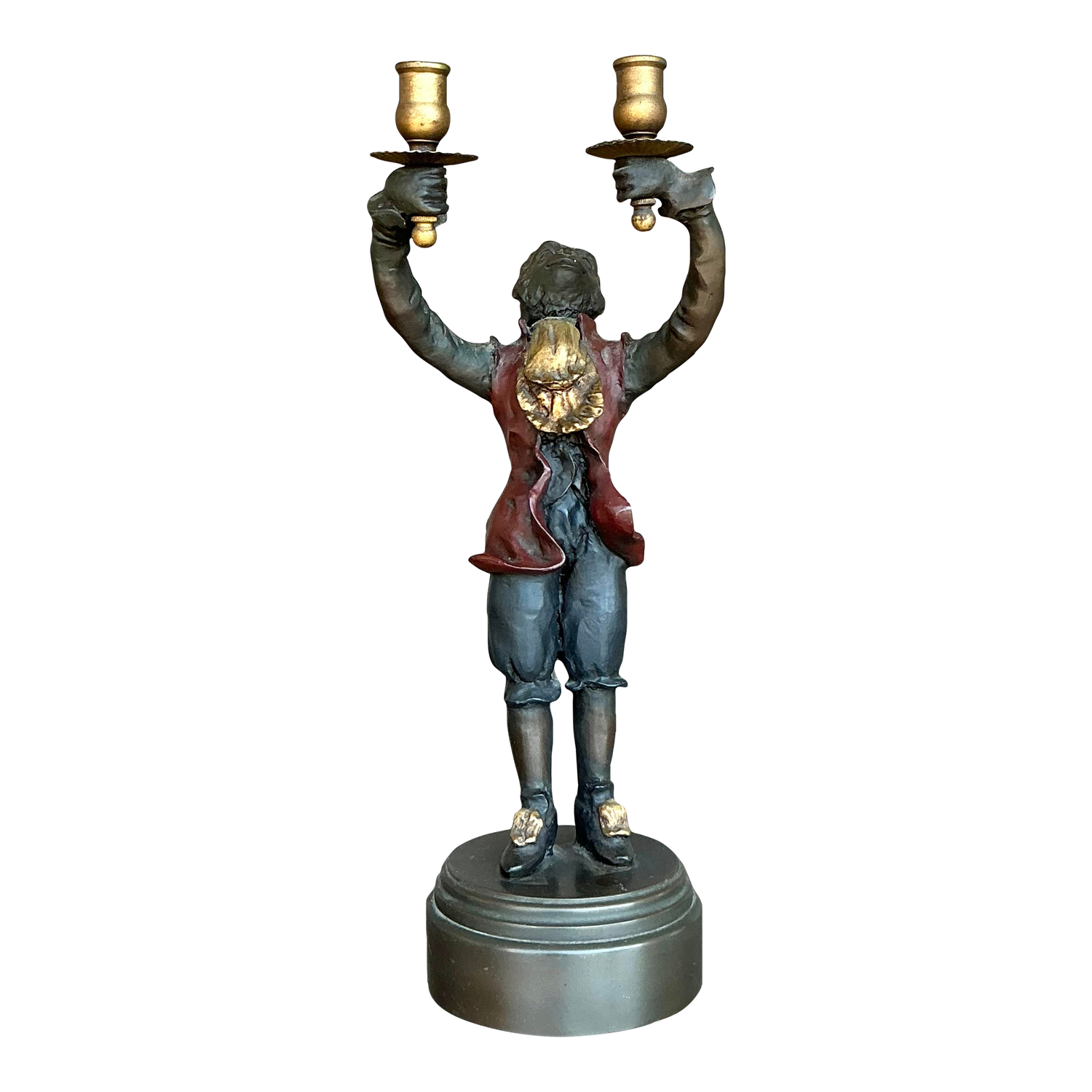Vintage Regency Polychrome Monkey Candlestick - Detail view