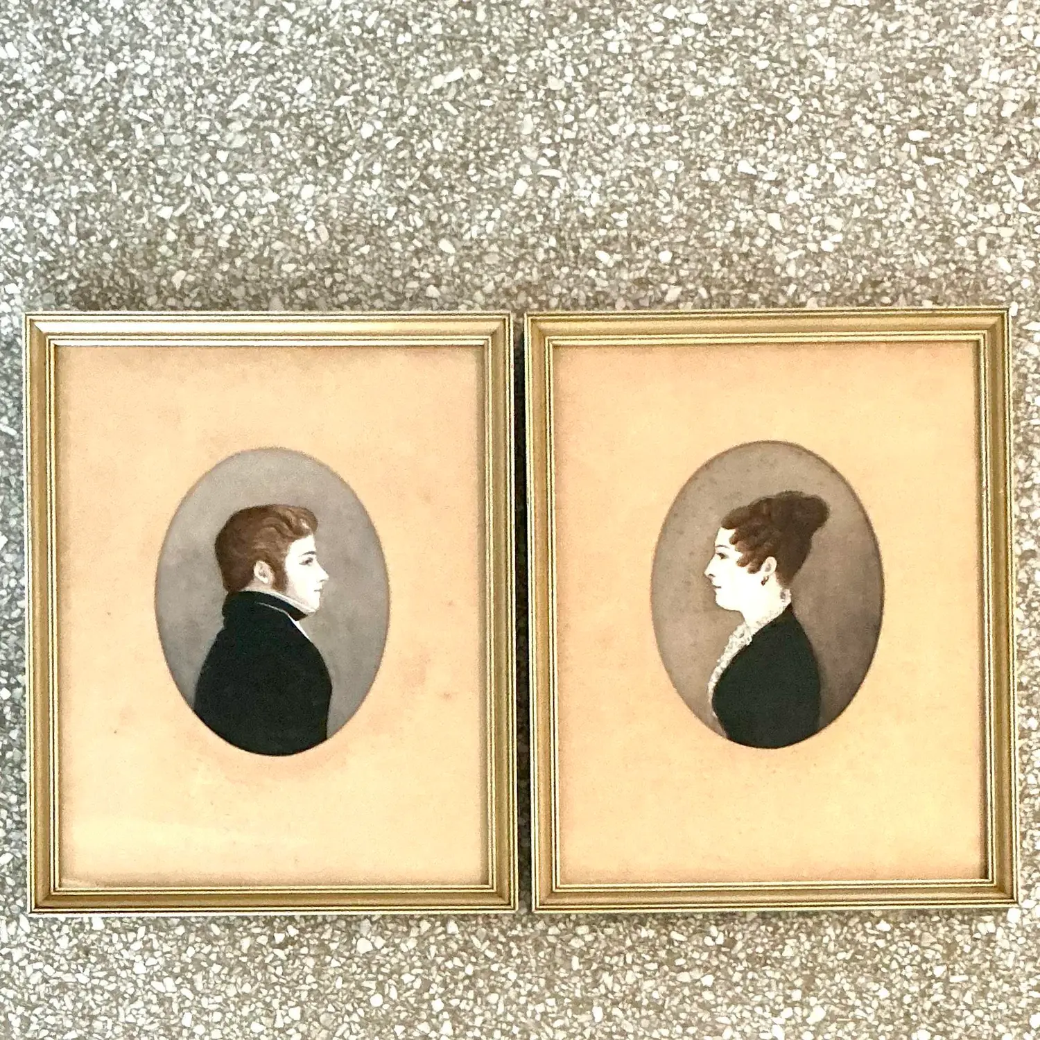 Vintage Regency Profile Portraits on Paper - Top view