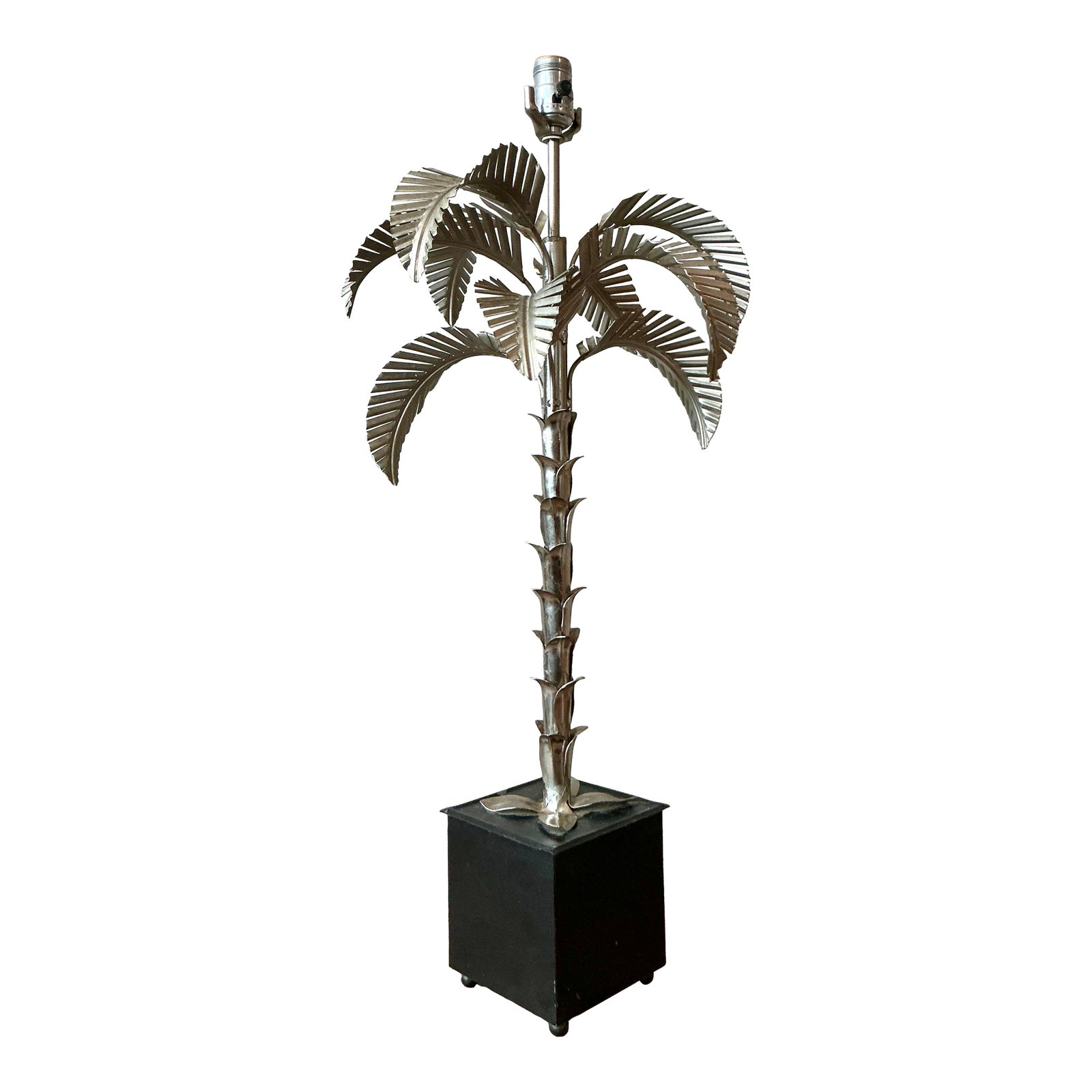 Vintage Regency Punch Cut Palm Tree Lamp