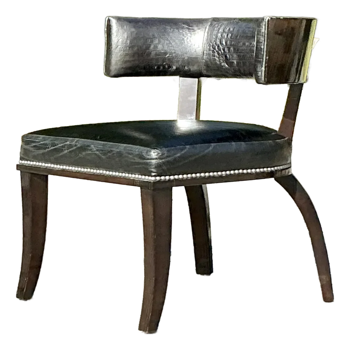 Vintage Regency Ralph Lauren “Clivedon” Embossed Croc Klismos Chair - Detail view