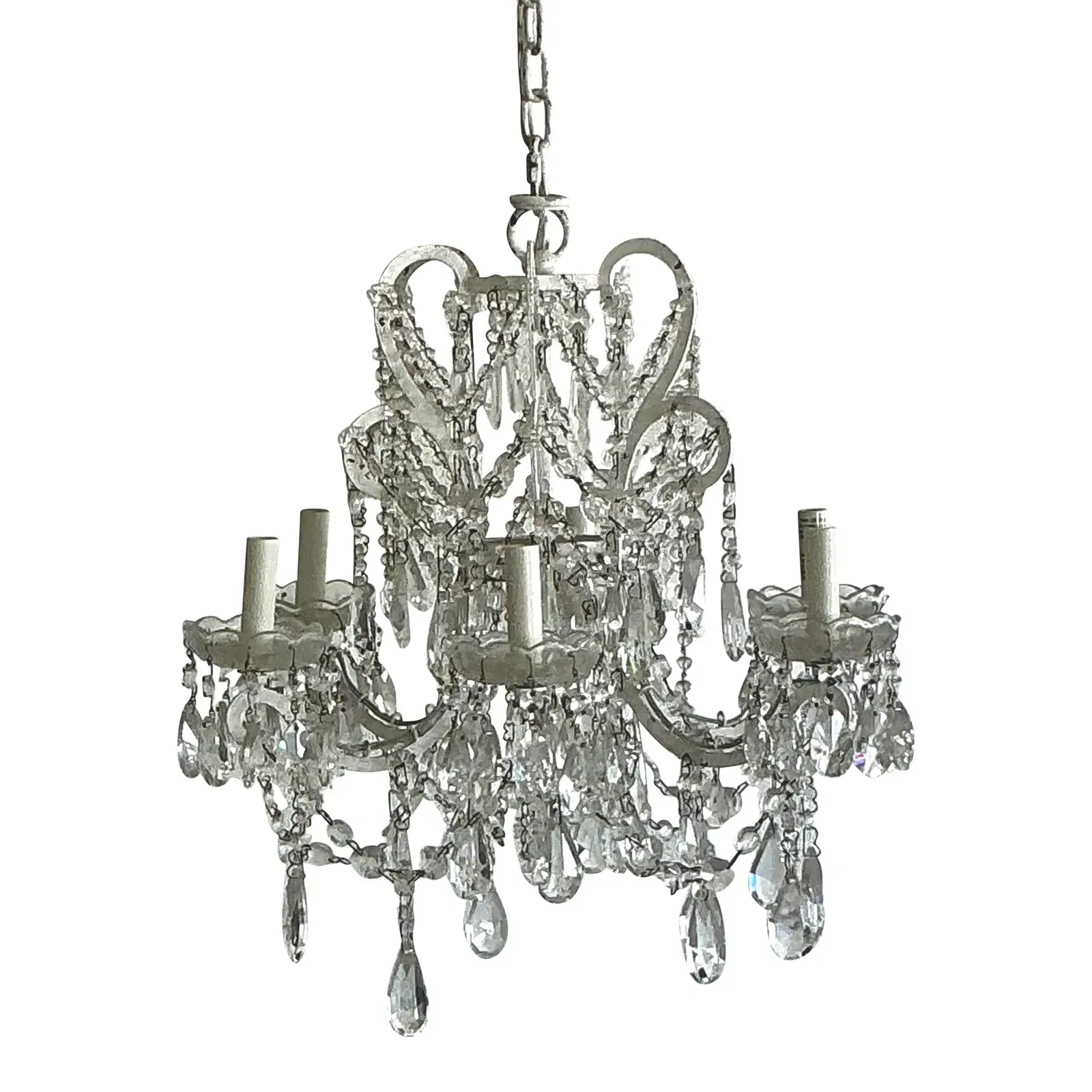 Vintage Regency Restoration Hardware Crystal Drop Chandelier - Detail view