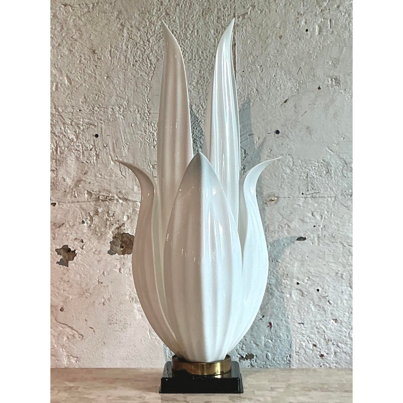Vintage Regency Rougier Flower Lamp - Side view