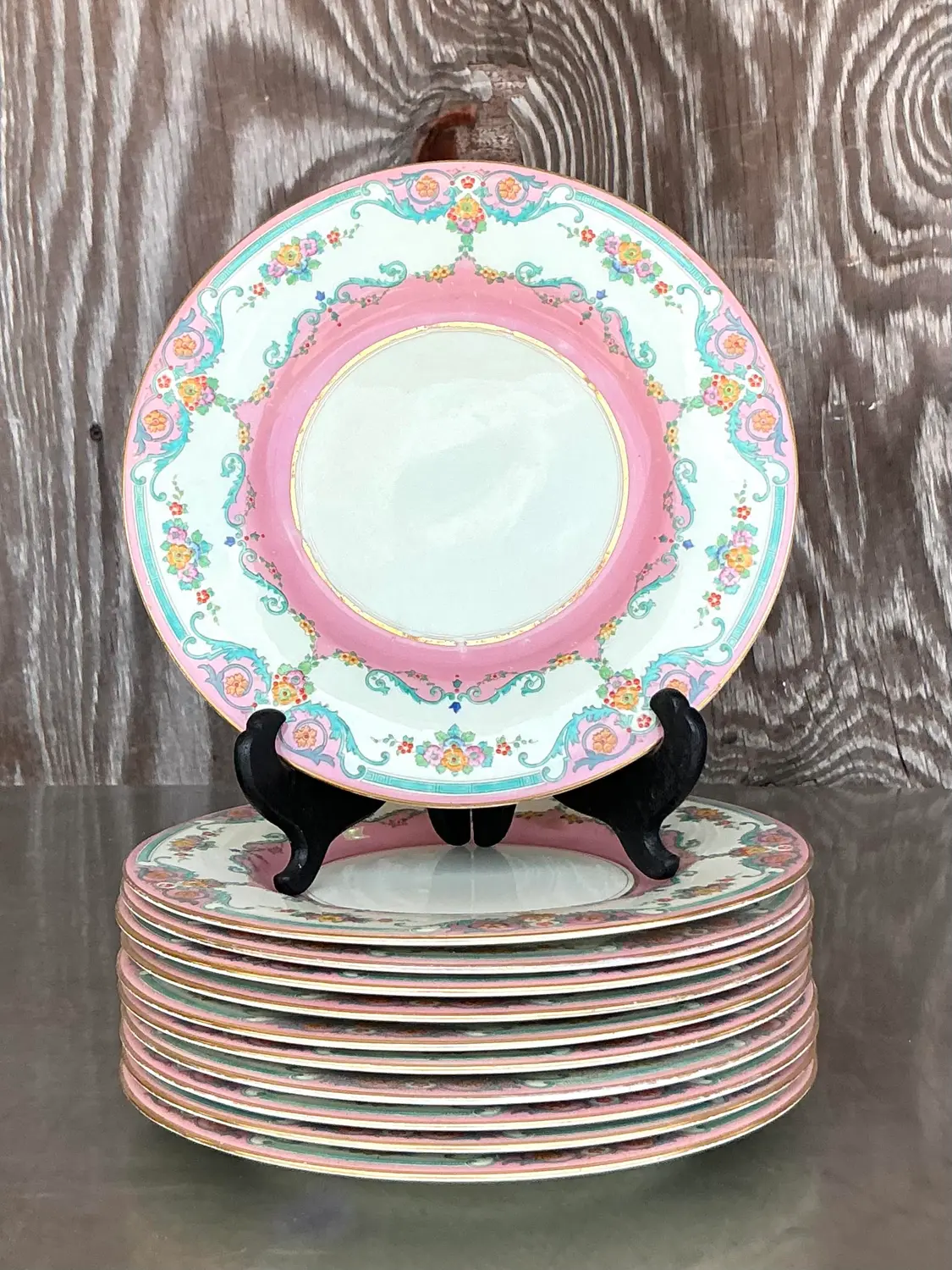 Vintage Regency Royal Doulton Dinner Plates - Set of 11 - Side view