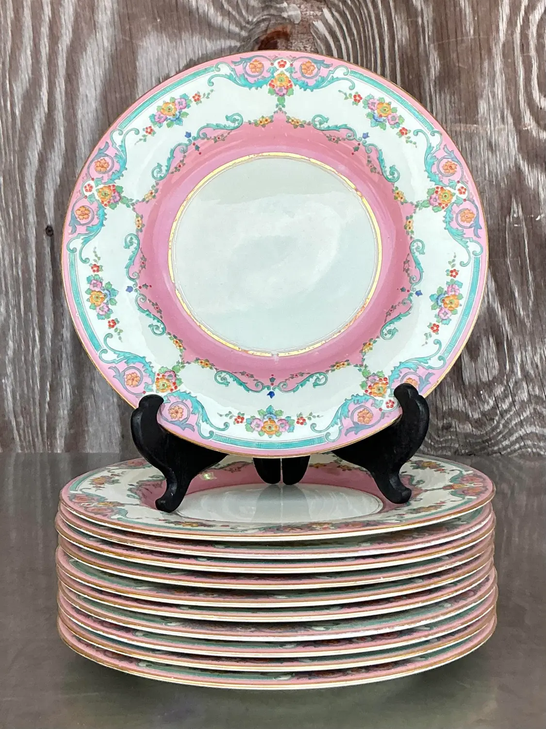 Vintage Regency Royal Doulton Dinner Plates - Set of 11 - Back view