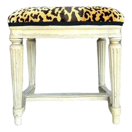 Vintage Regency Scalamandre Velvet Low Stool - Detail view
