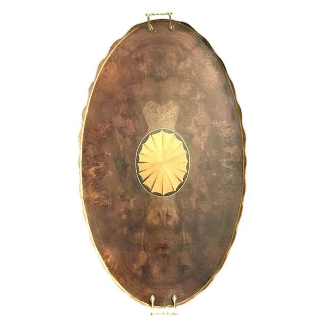 Vintage Regency Scalloped Marquetry Tray
