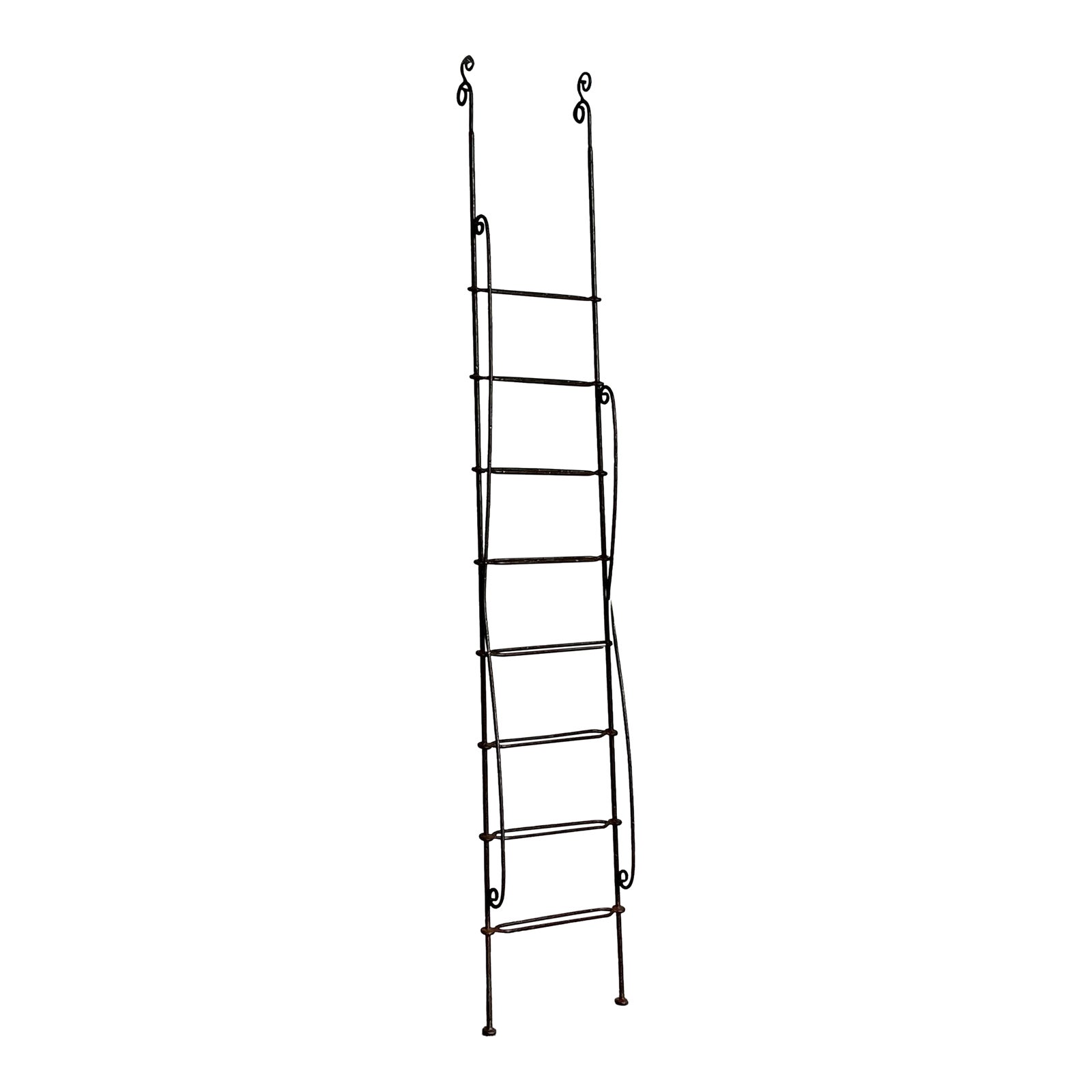 Vintage Regency Scroll Wrought Iron Decorative Ladder - Detail view