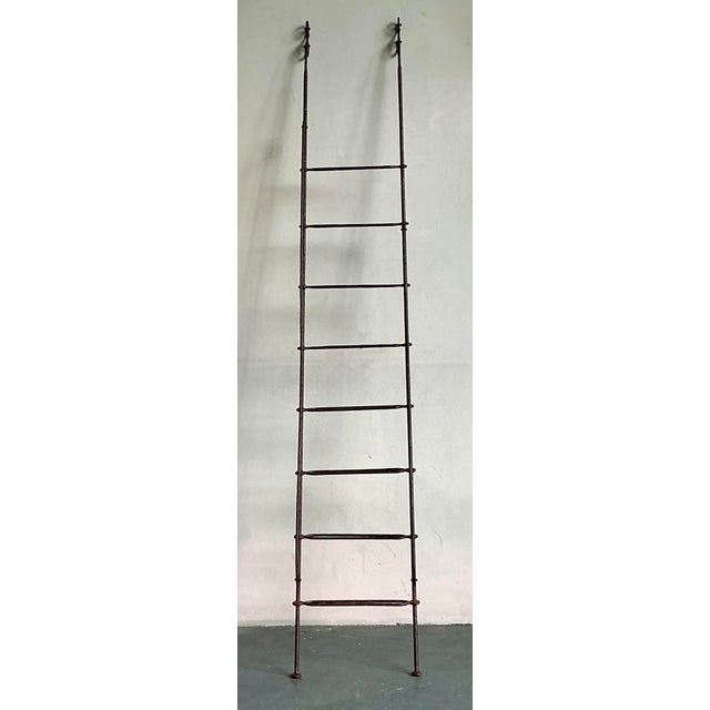Vintage Regency Scroll Wrought Iron Decorative Ladder - Top view