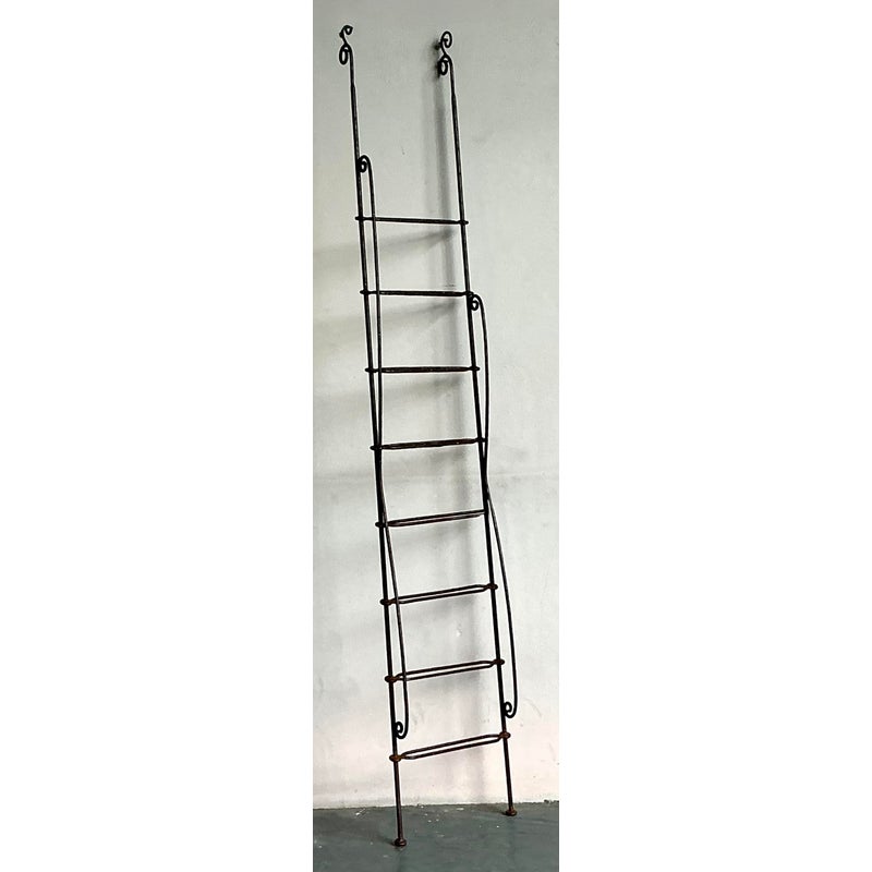Vintage Regency Scroll Wrought Iron Decorative Ladder - Side view