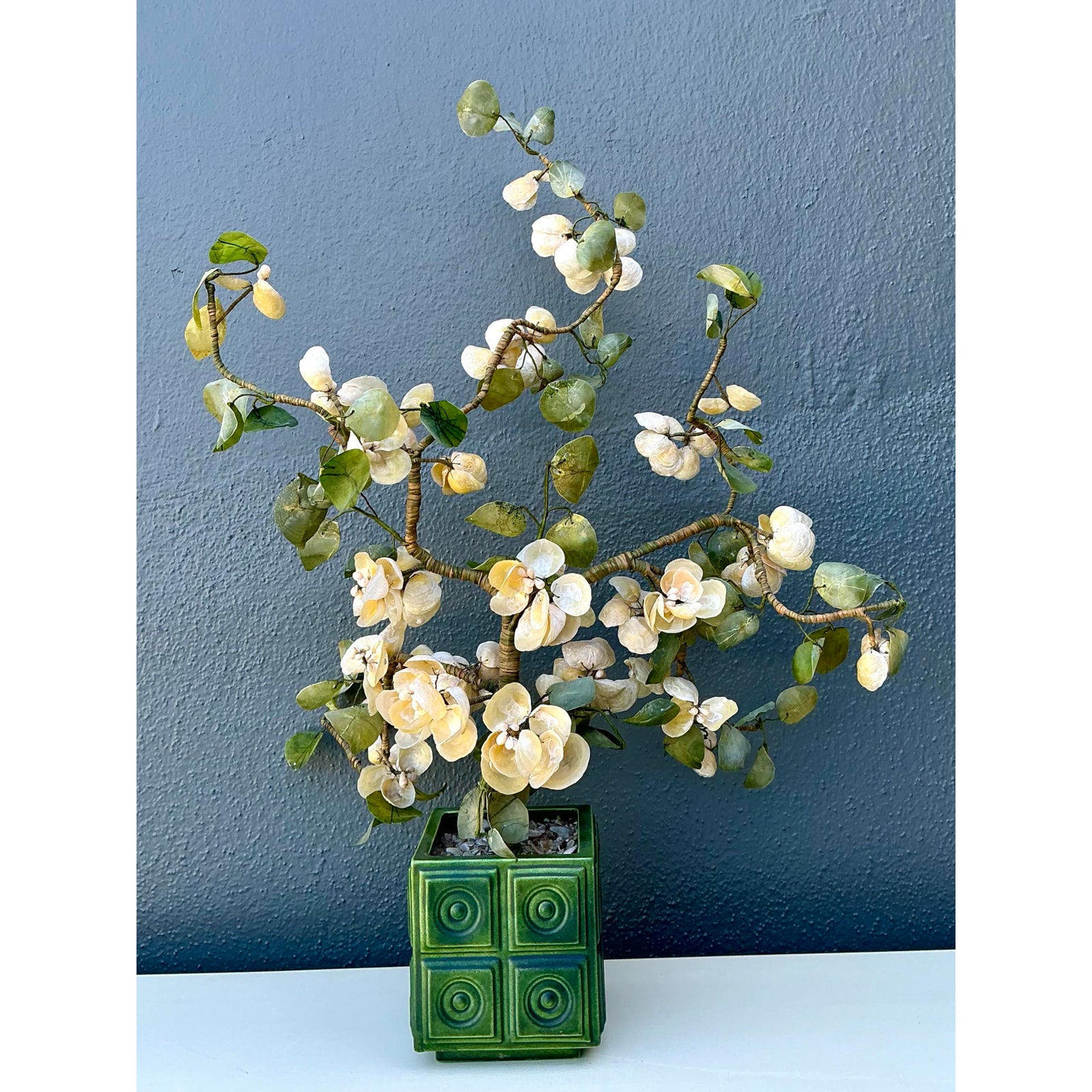 Vintage Regency Shell Flower Arrangement - Detail view