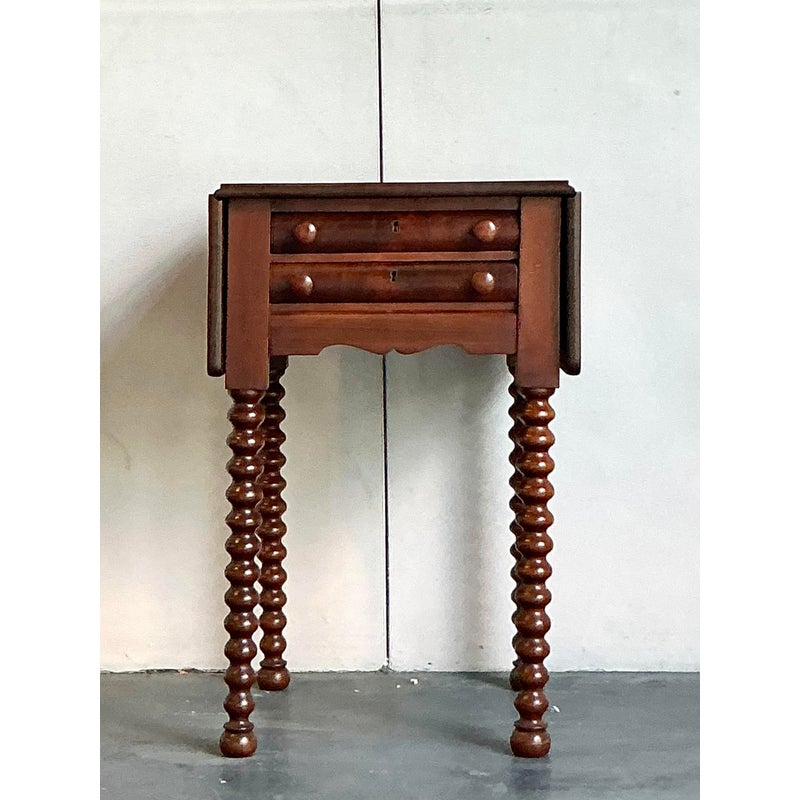 Vintage Regency Sheraton Drop Leaf Table - Side view