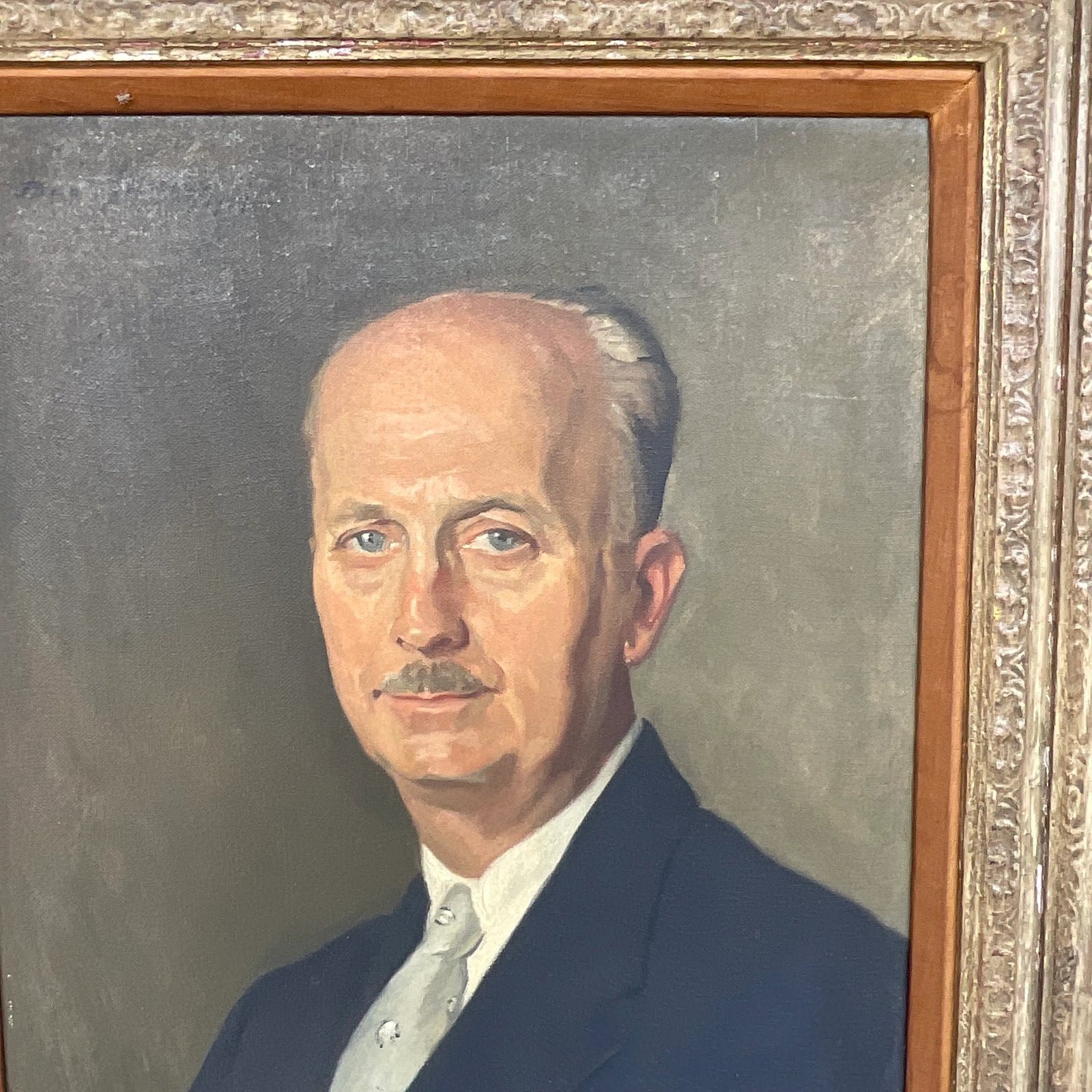 Vintage Regency Signed Original Oil Portrait Painting on Canvas - Back view