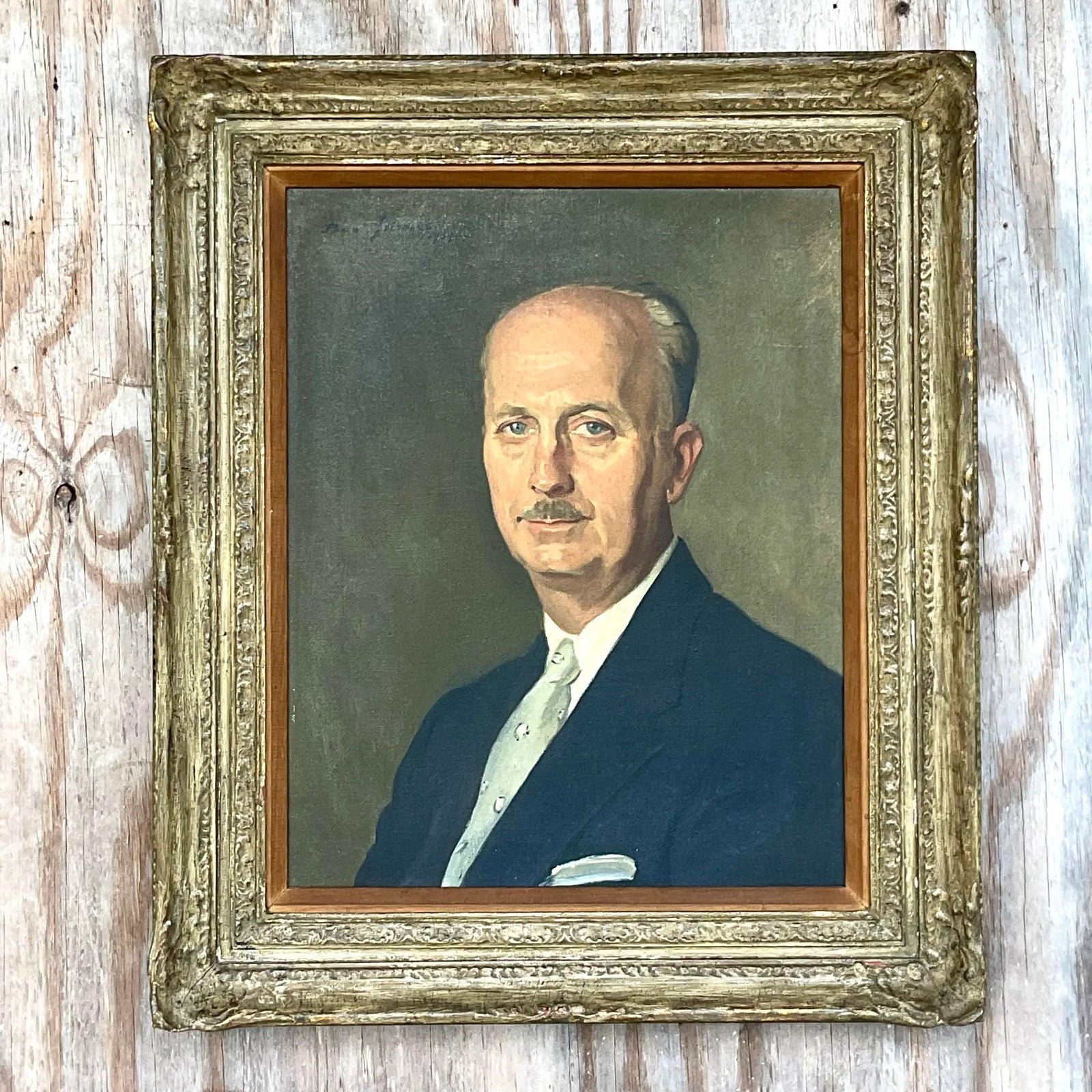 Vintage Regency Signed Original Oil Portrait Painting on Canvas - Side view