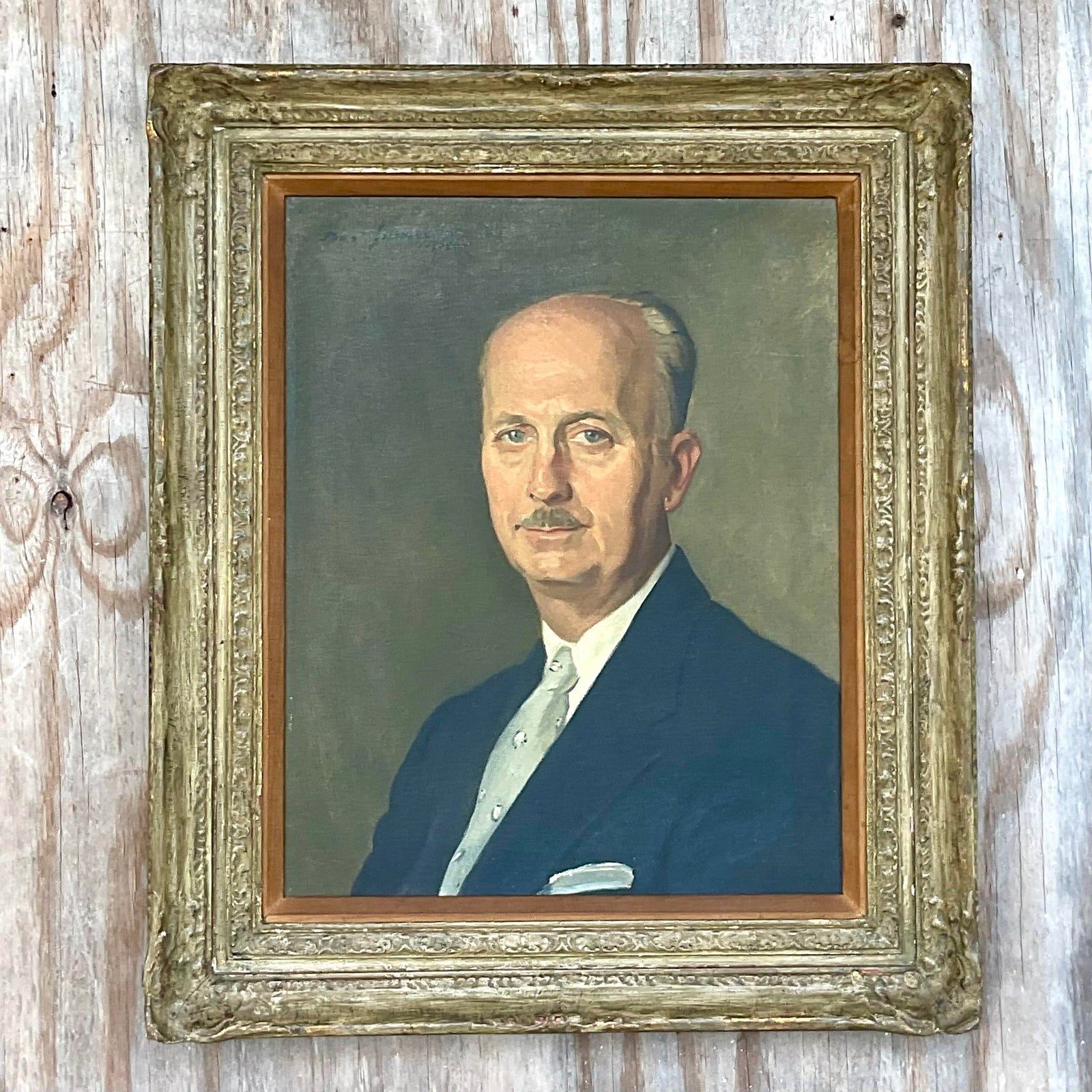Vintage Regency Signed Original Oil Portrait Painting on Canvas - Side view