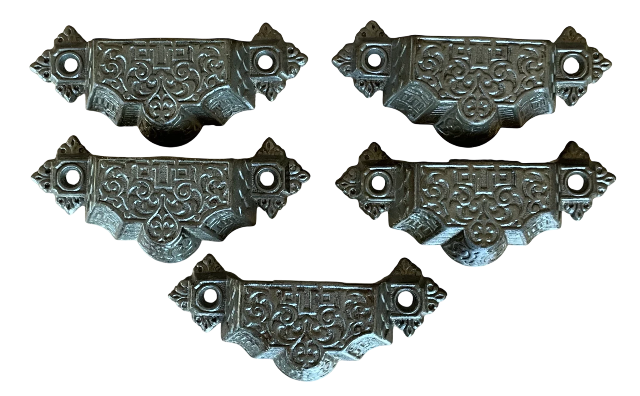 Vintage Regency Small Cast Iron Handle - Set of 5 - Detail view