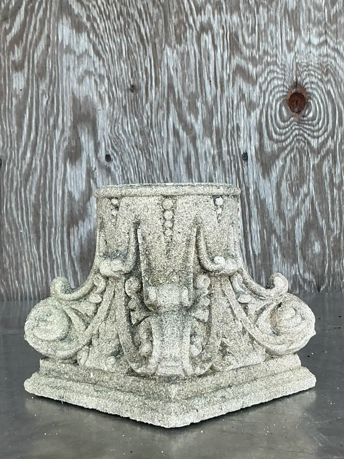 Vintage Regency Small Corinthian Column Base - Side view