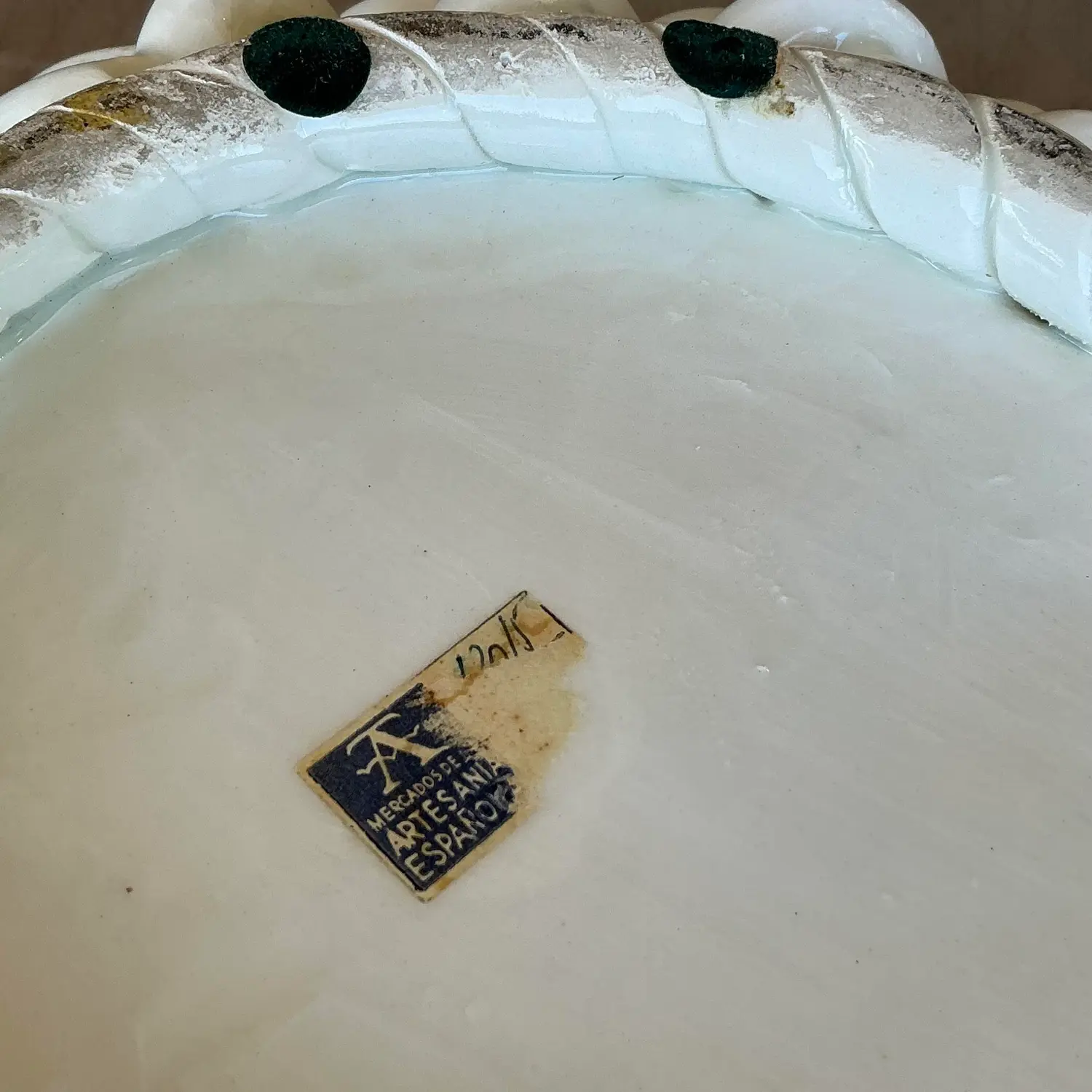Vintage Regency Spanish Glazed Ceramic Fruit Bowl - Side view