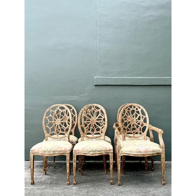 Vintage Regency Spider Web Dining Chairs - Set of 6 - Top view