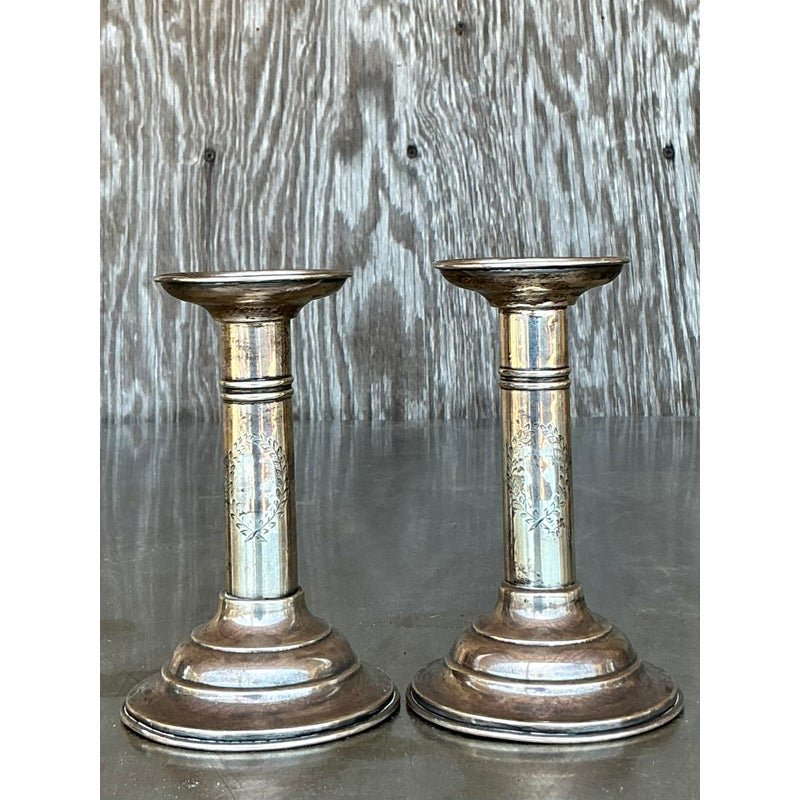 Vintage Regency Sterling Candlesticks - Set of 2 - Back view