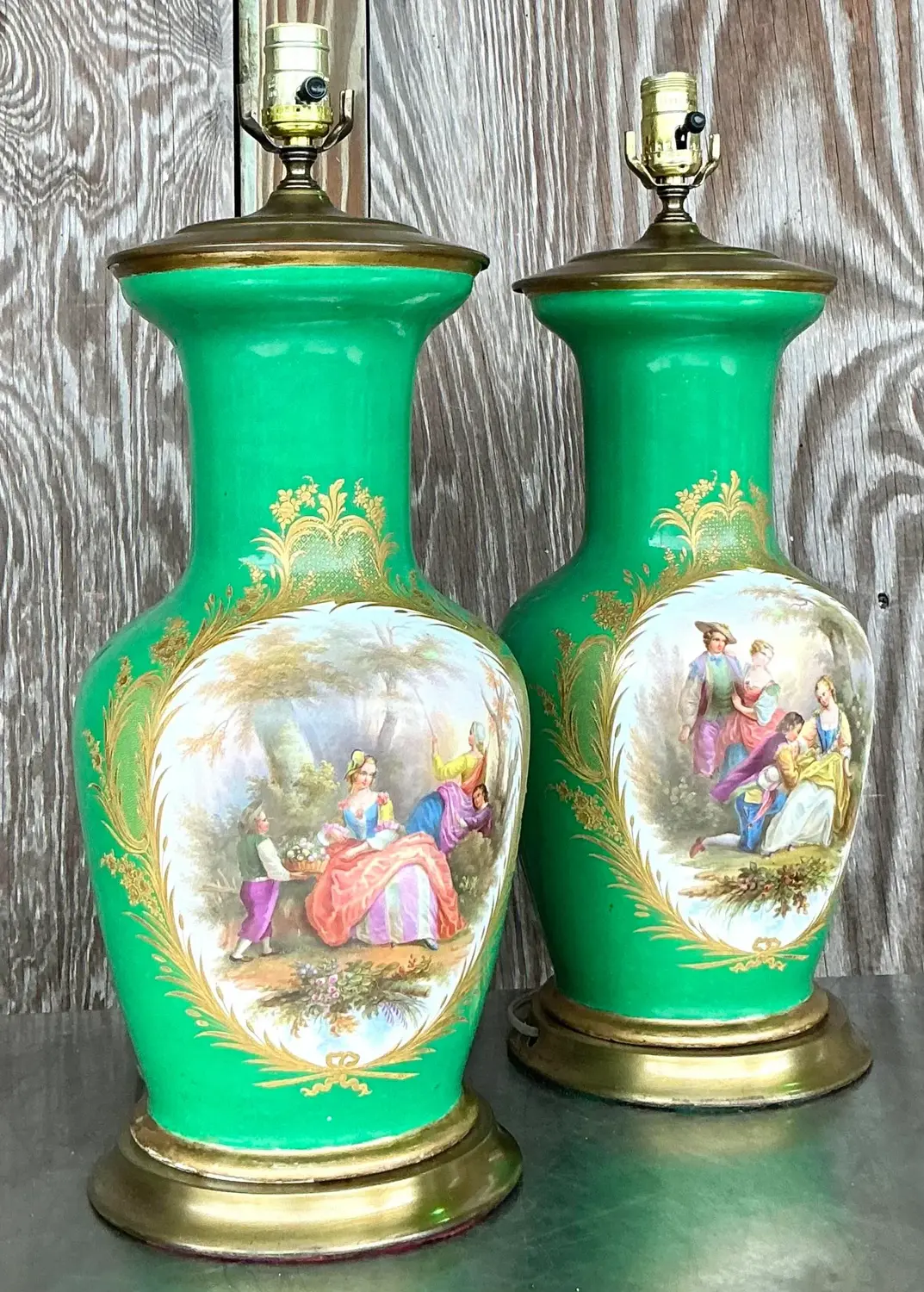 Vintage Regency Stiffel Figurative Lamps - a Pair - Top view