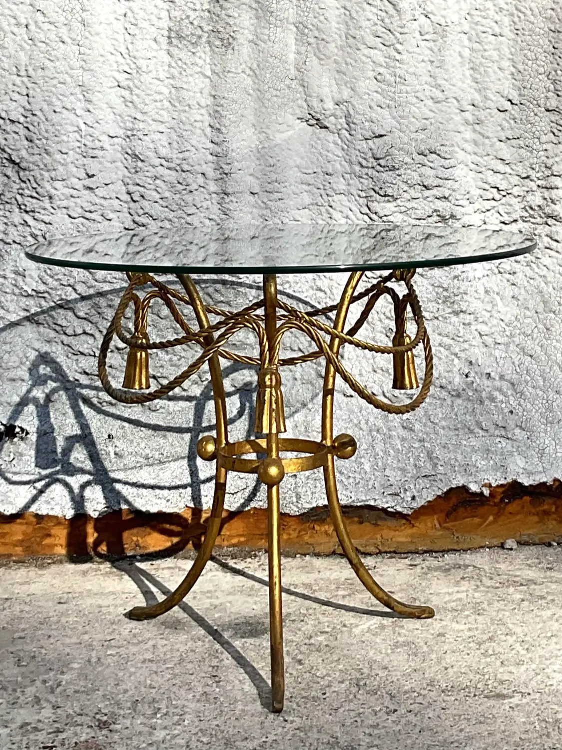 Vintage Regency Swag and Tassel Side Table - Side view