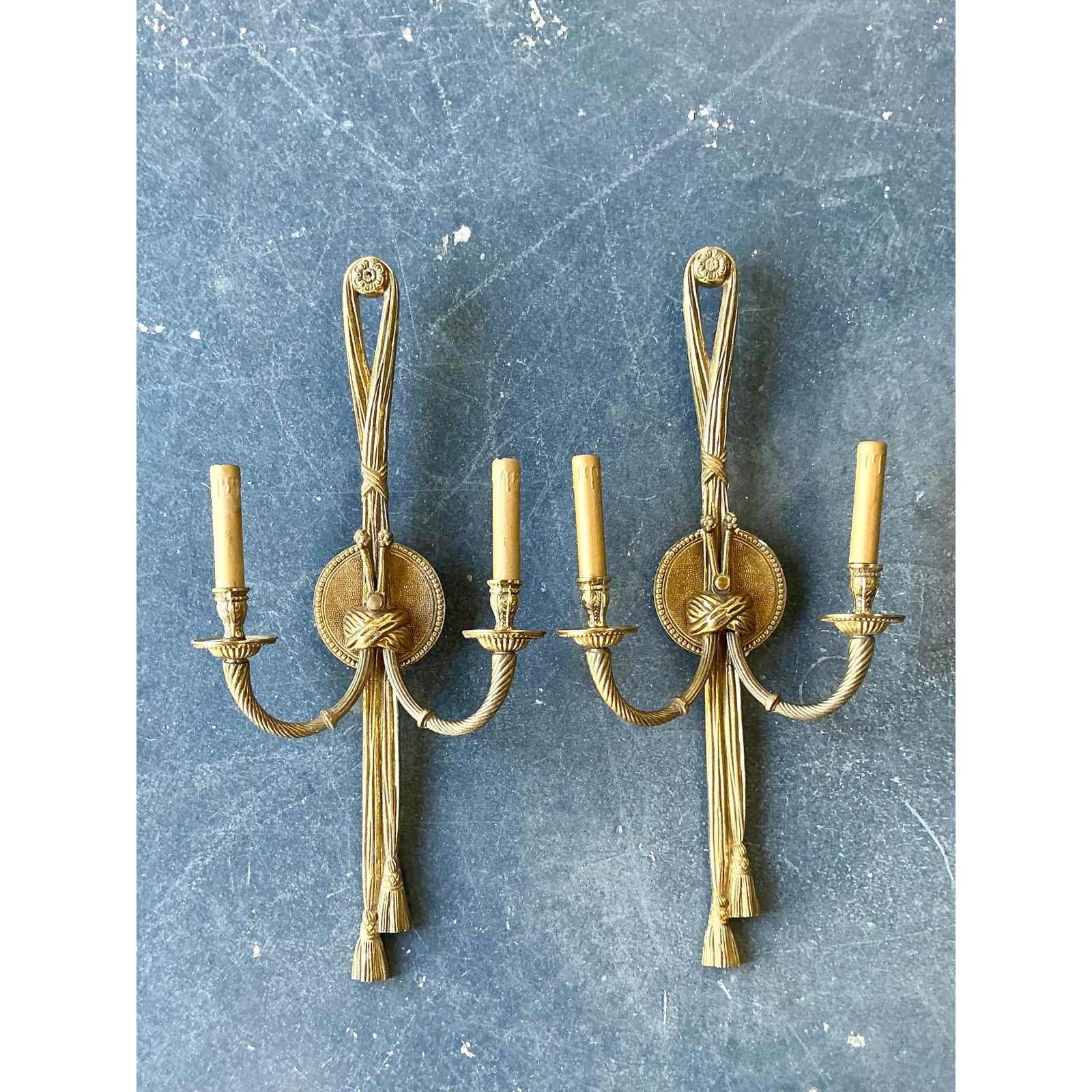Vintage Regency Swag Light Sconce - A Pair - Top view