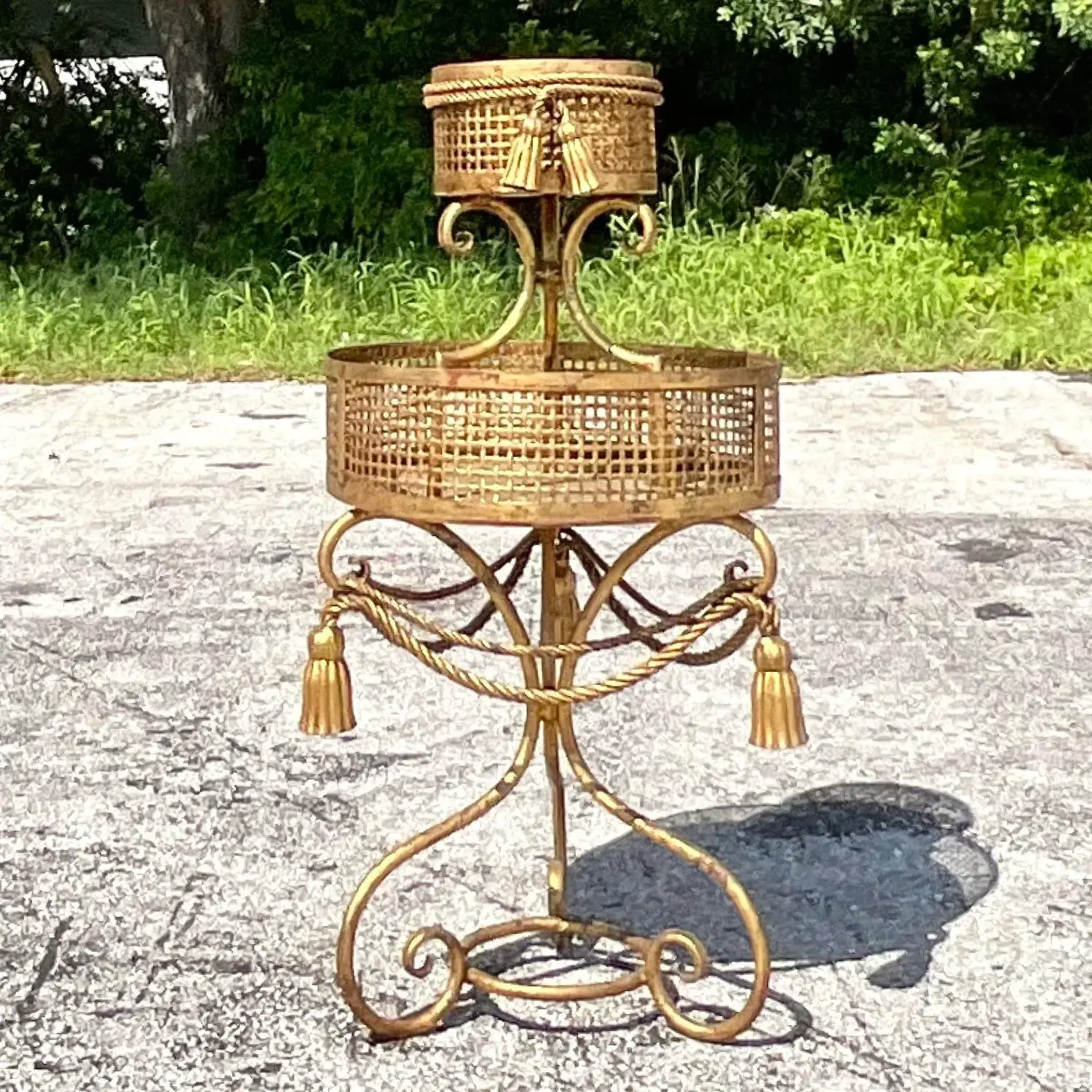 Vintage Regency Swag Plant Stand - Side view