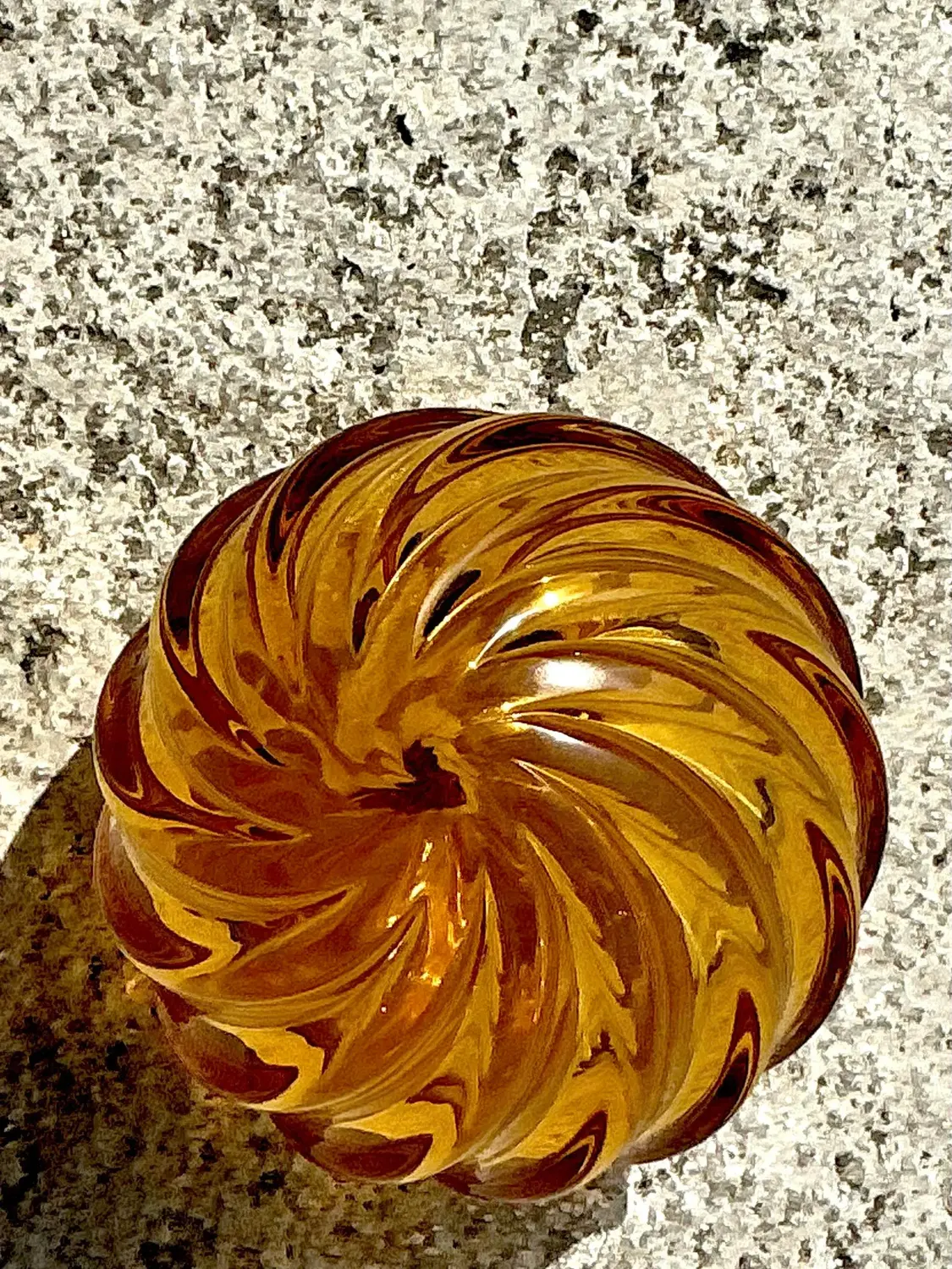 Vintage Regency Swirl Blown Glass Sphere - Top view