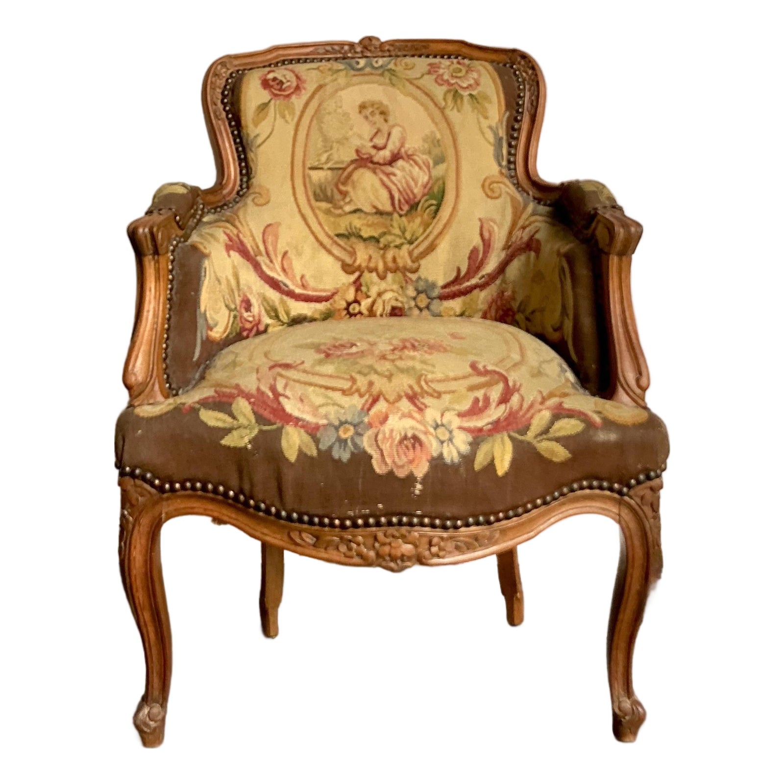 Vintage Regency Tapestry Lounge Chair - Detail view