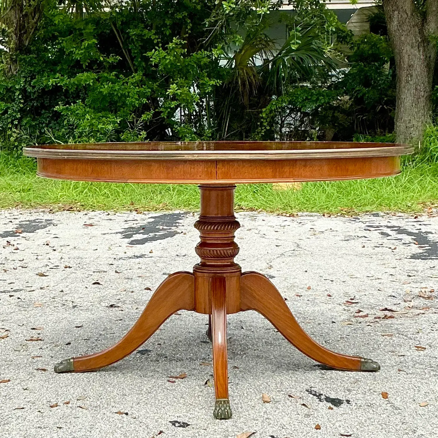 Vintage Regency Three Legged Marquis Center Hall Table - Back view