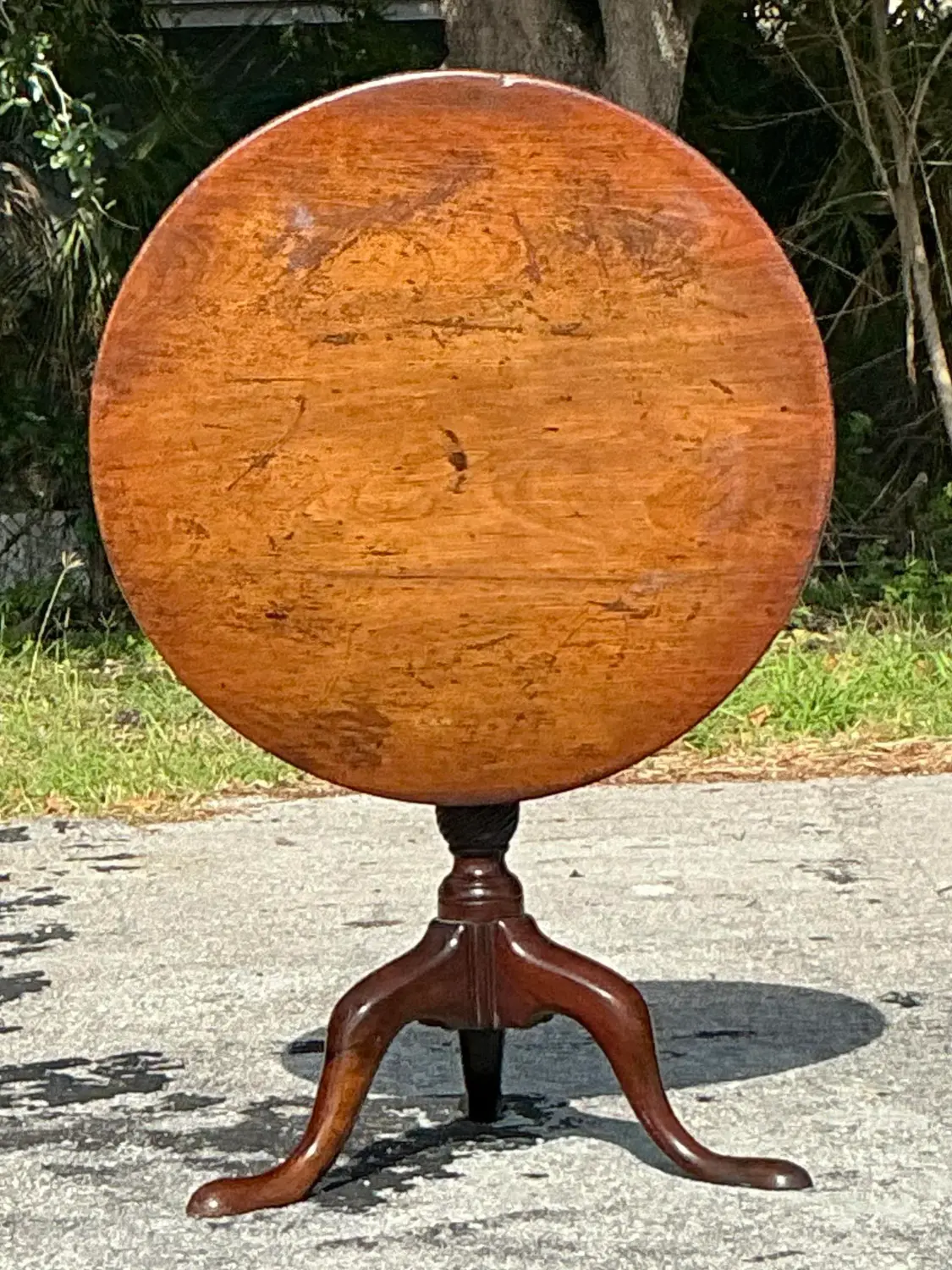 Vintage Regency Tilt Top Side Table - Side view