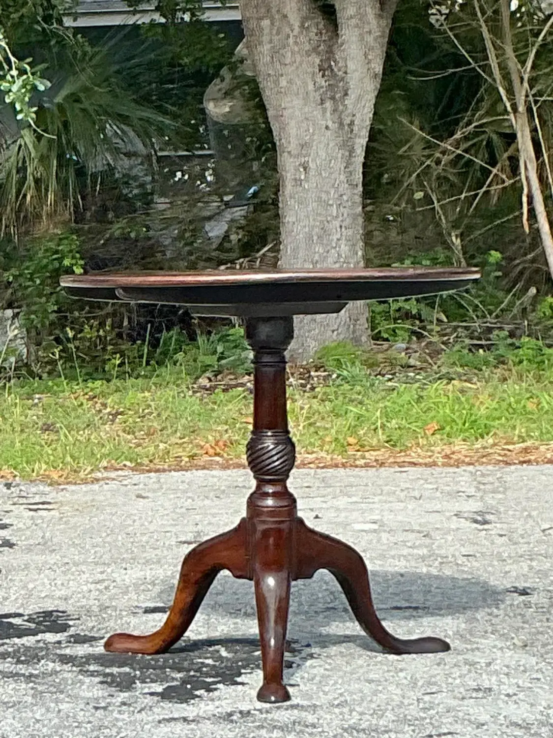 Vintage Regency Tilt Top Side Table - Top view