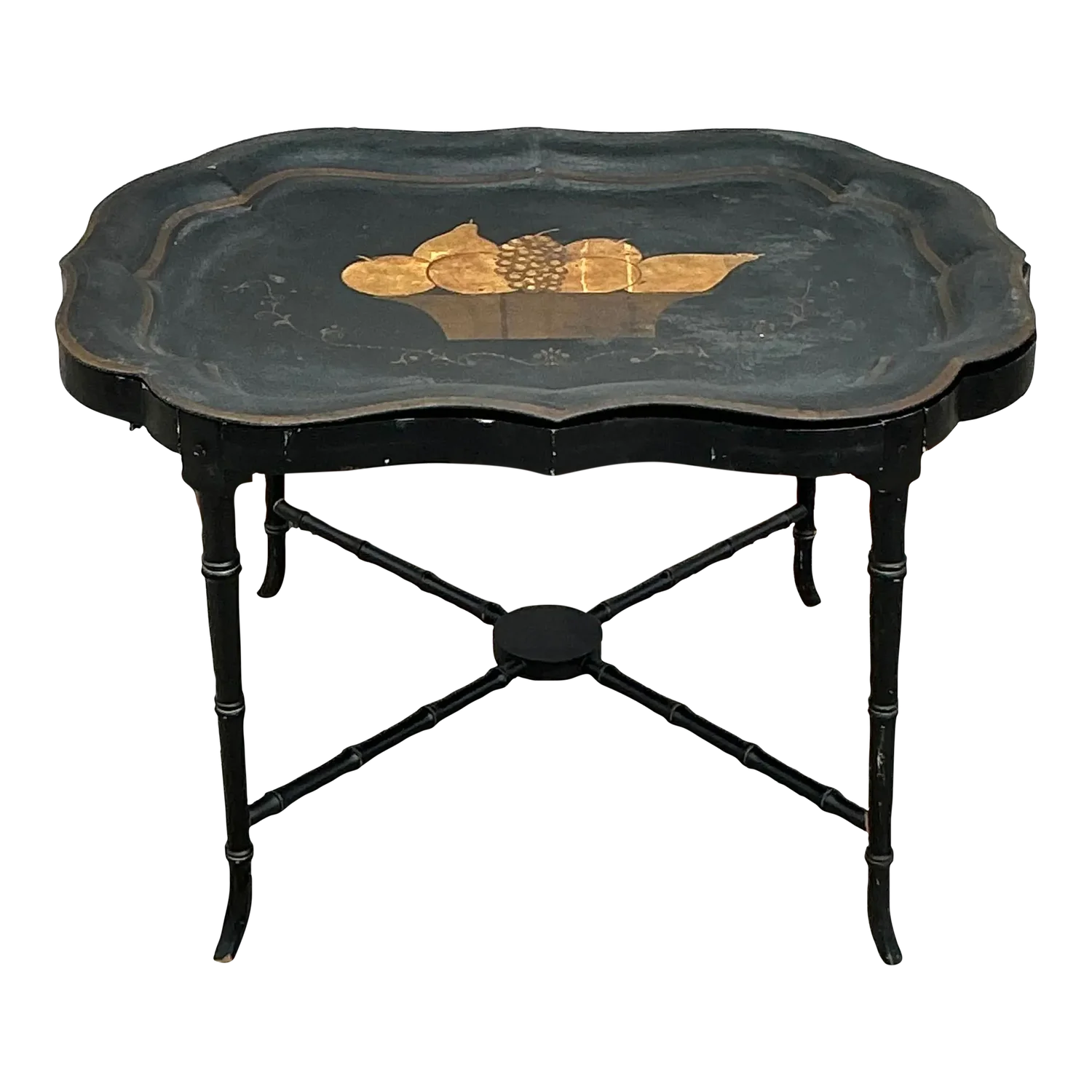Vintage Regency Tole Fruit Tray Table - Detail view