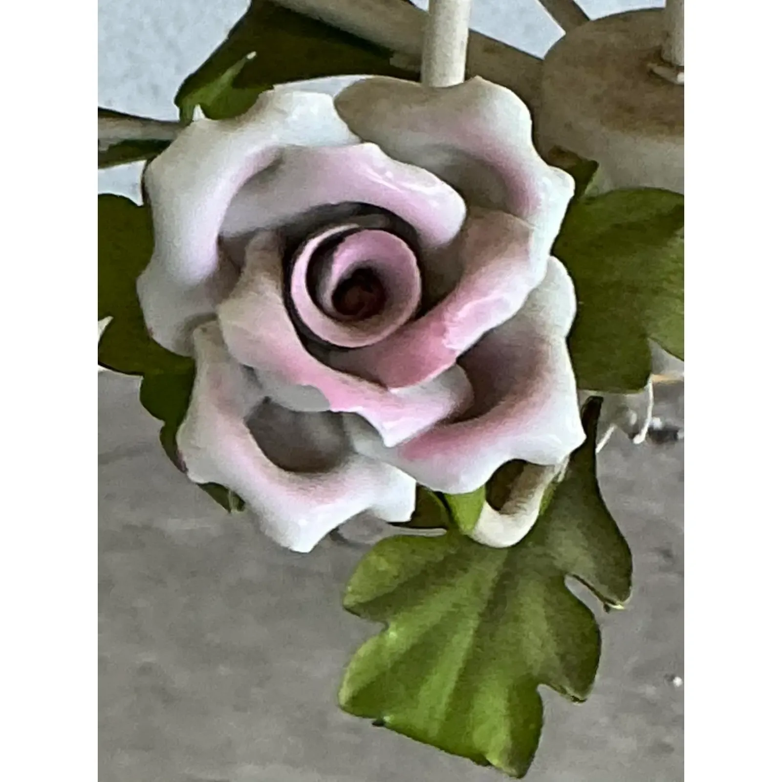 Vintage Regency Tole Roses Chandelier - Side view