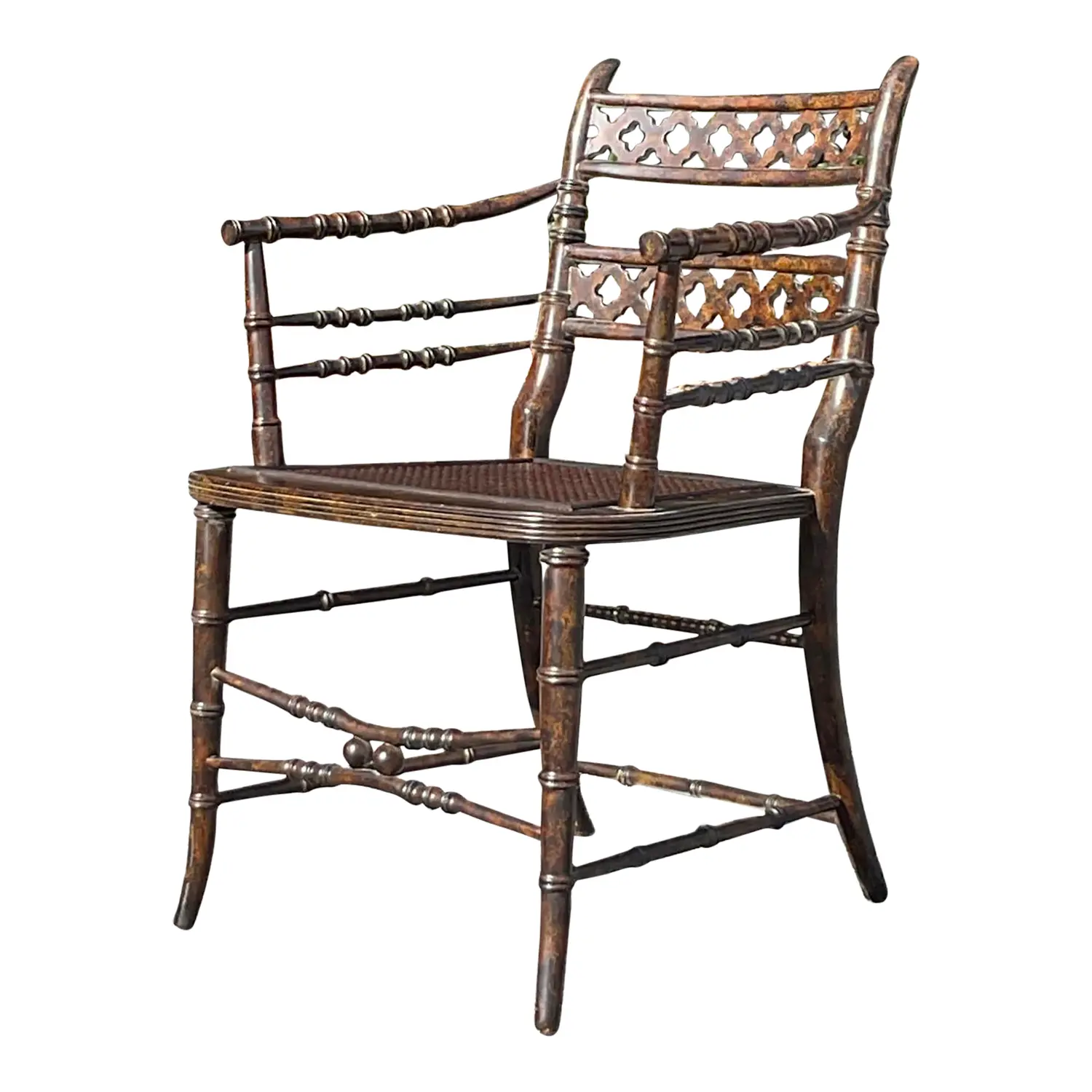 Vintage Regency Trellis Cane Chair