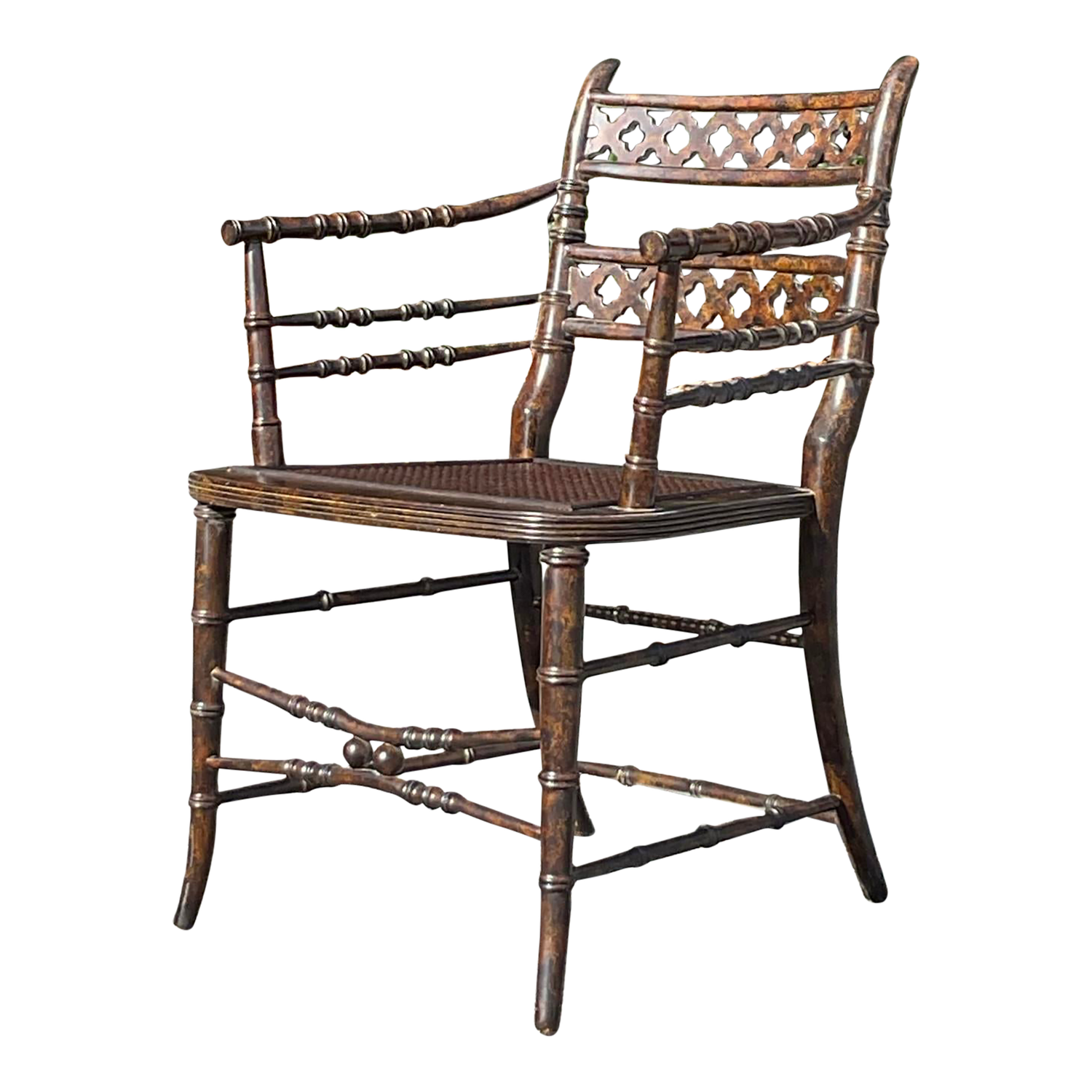 Vintage Regency Trellis Cane Chair - Detail view