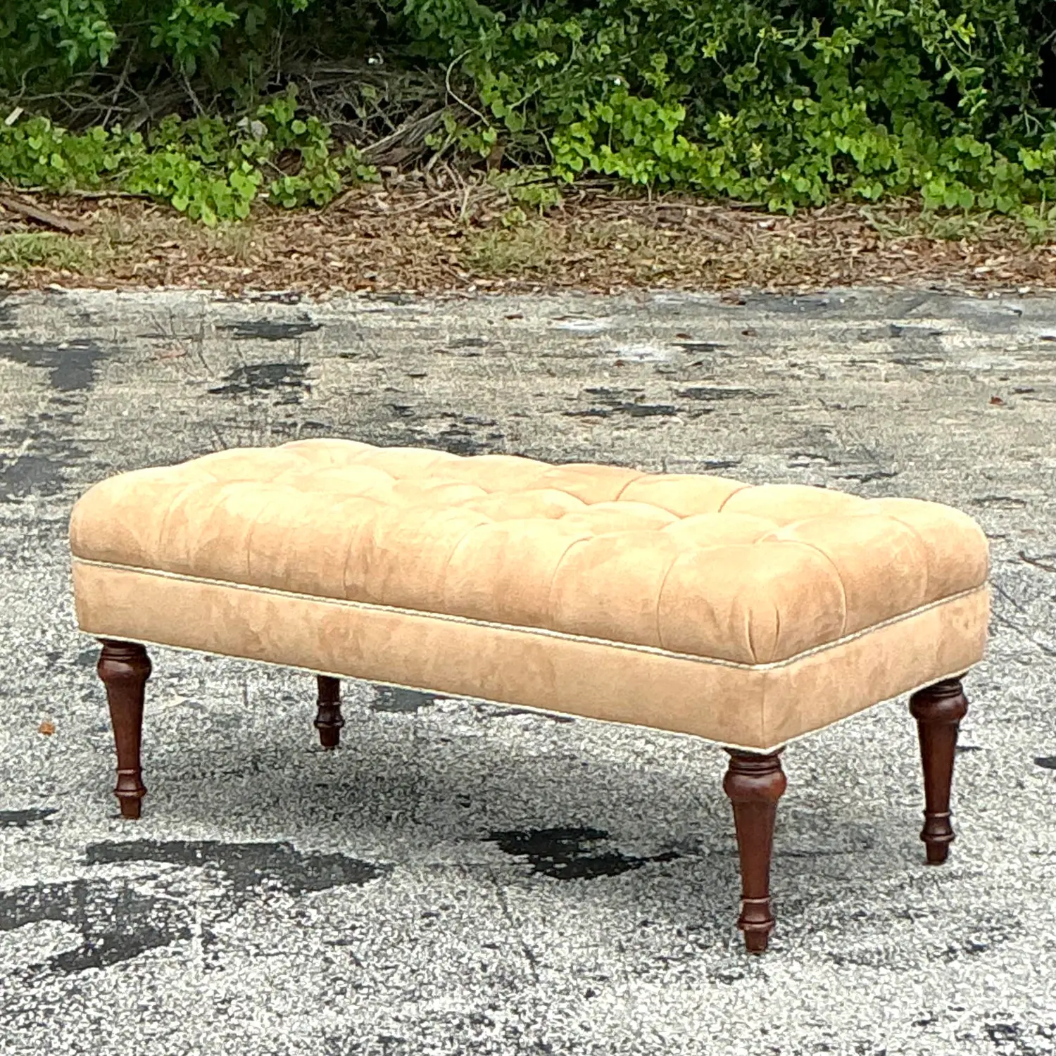 Vintage Regency Tufted Bench - Top view