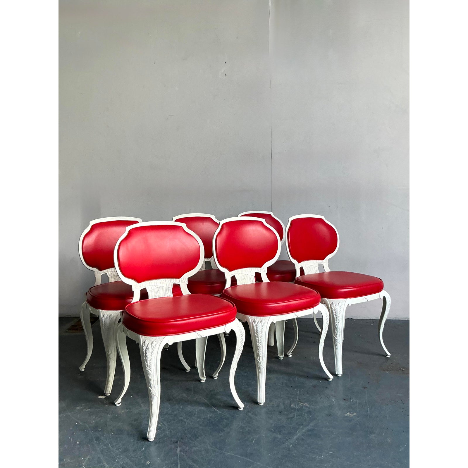 Vintage Regency Venemen Cast Aluminum Dining Chairs - Set of 6 - Top view