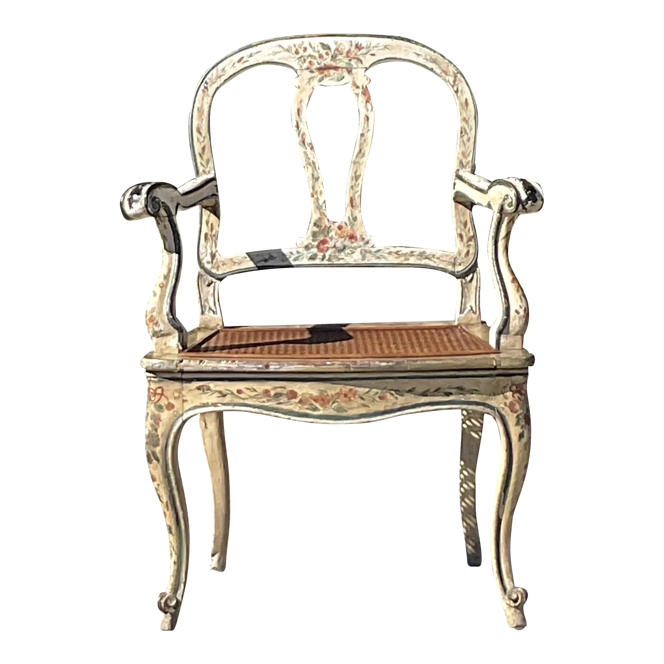 Vintage Regency Venetian Hand Painted Cane Chair