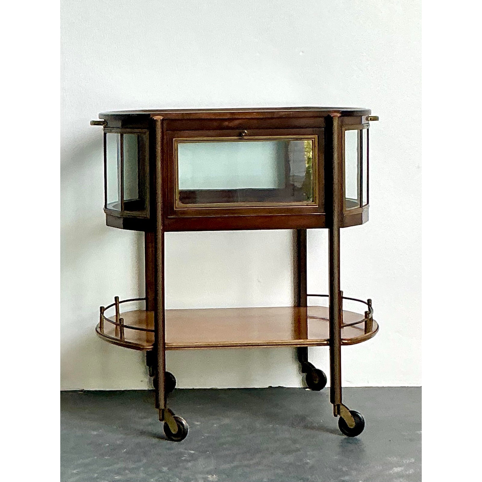 Vintage Regency Vitrine Bar Cart - Top view