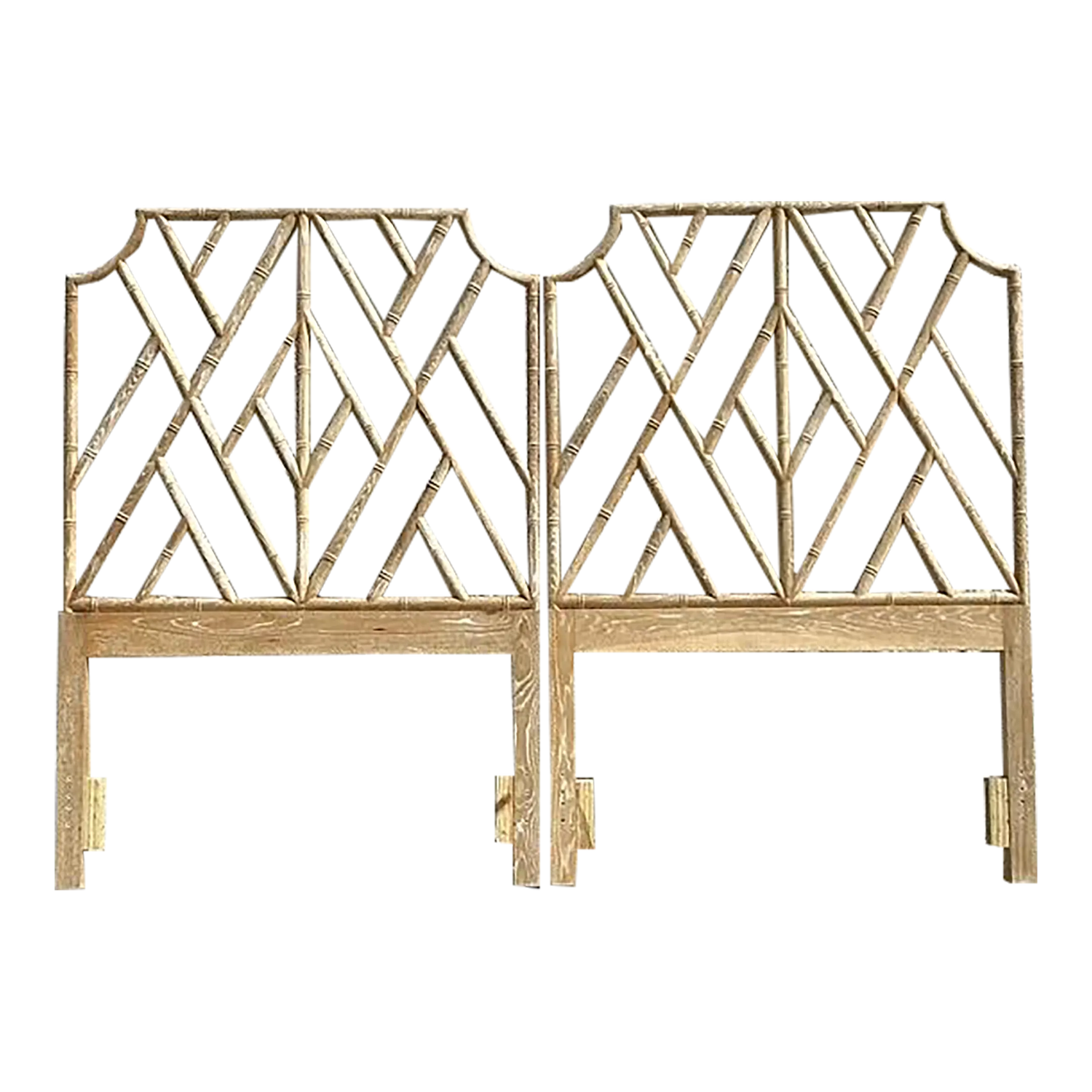 Vintage Regency Washed Chinese Chippendale Twin Headboards - Set of 2 - Detail view