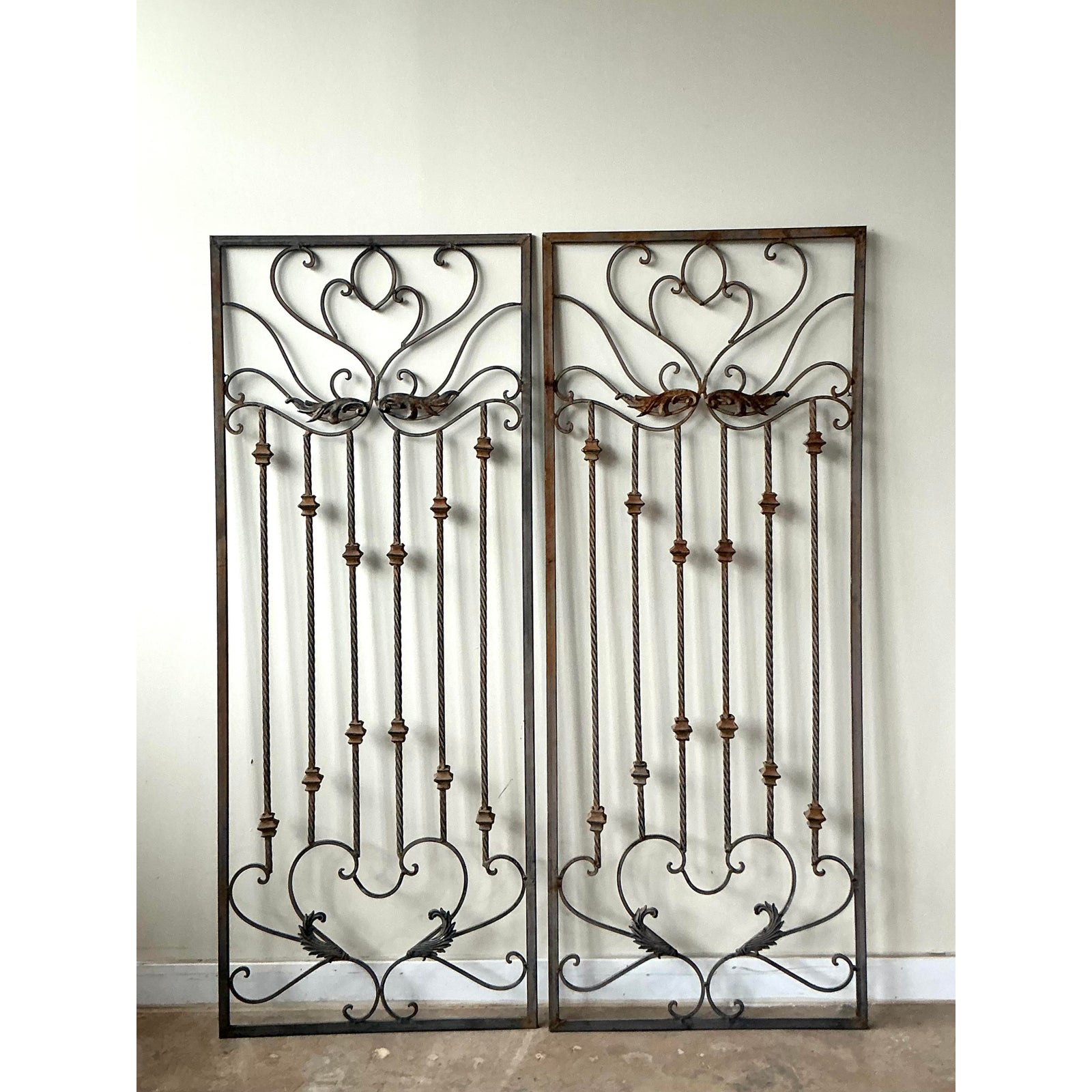 Vintage Regency Wrought Iron Panels - A Pair - Back view