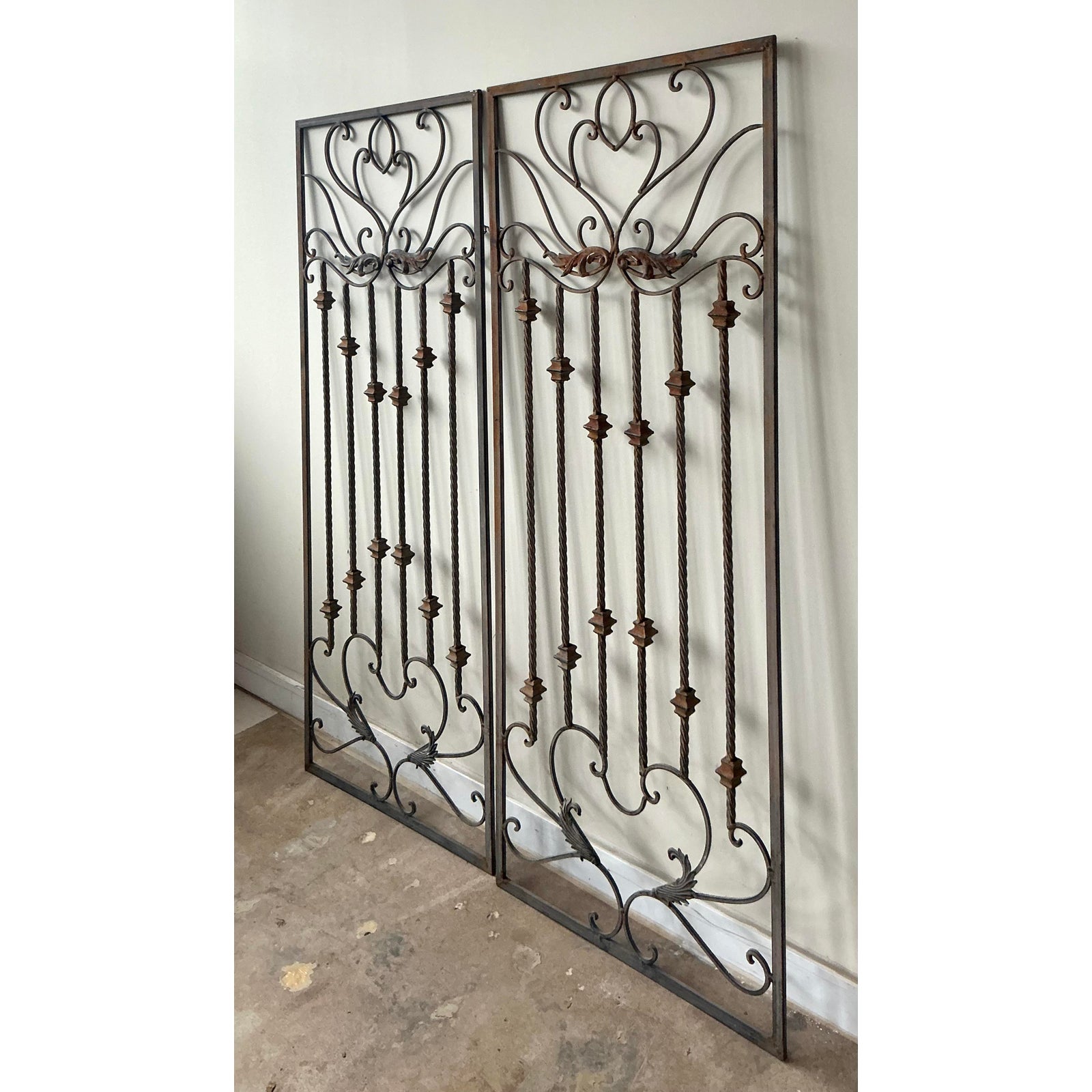 Vintage Regency Wrought Iron Panels - A Pair - Top view