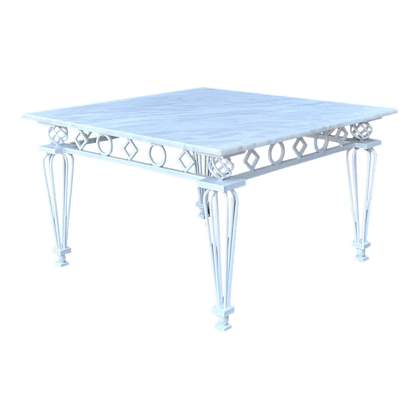 Vintage Regency Z Wrought Iron Rings Coffee Table