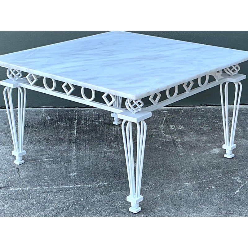 Vintage Regency Z Wrought Iron Rings Coffee Table - Top view