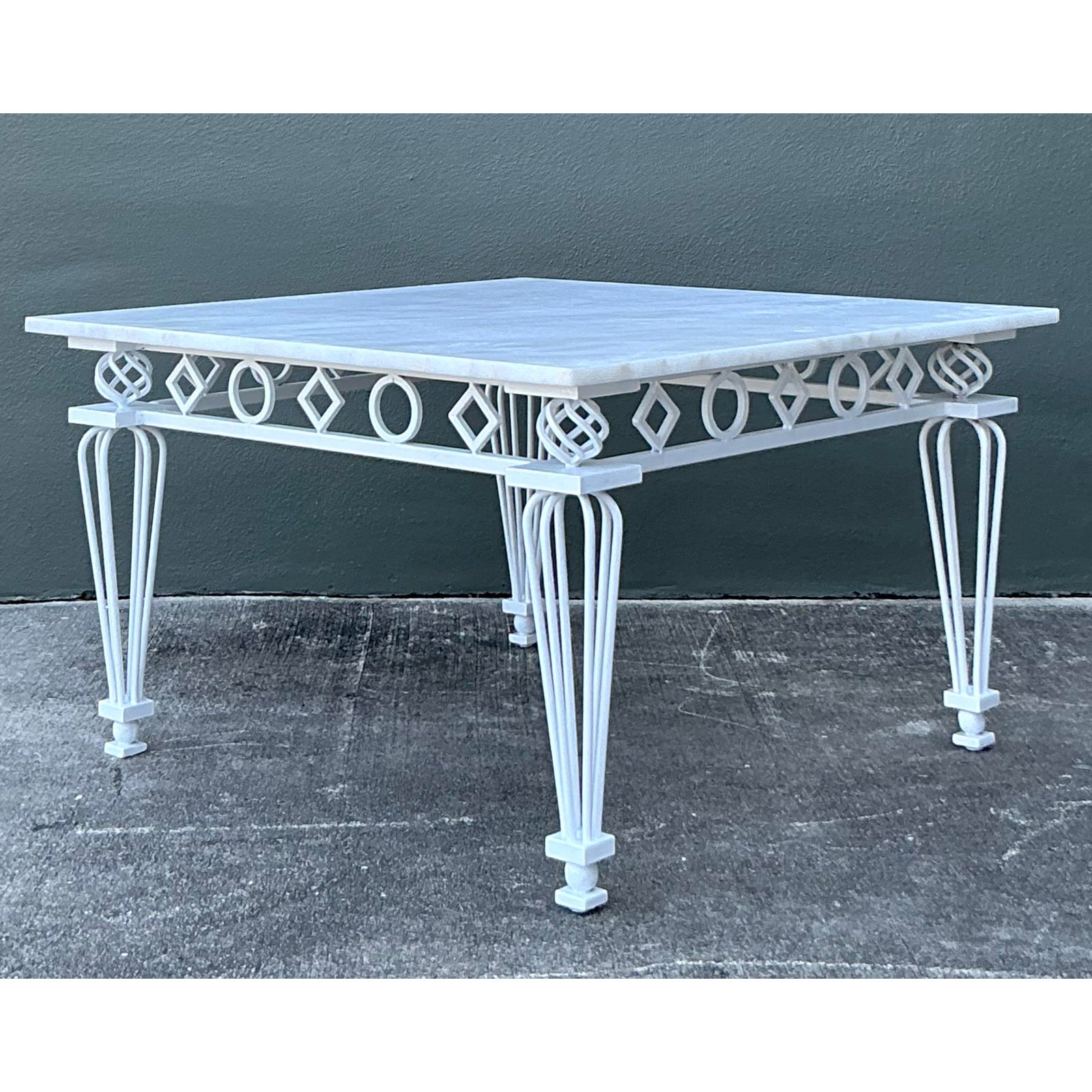 Vintage Regency Z Wrought Iron Rings Coffee Table - Side view