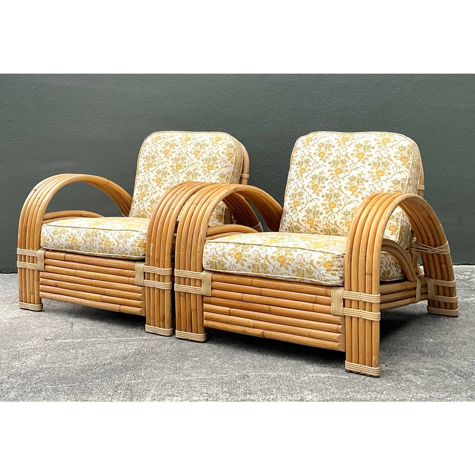 Vintage Ritts Tropitan Bent Rattan Lounge Chairs - A Pair - Detail view