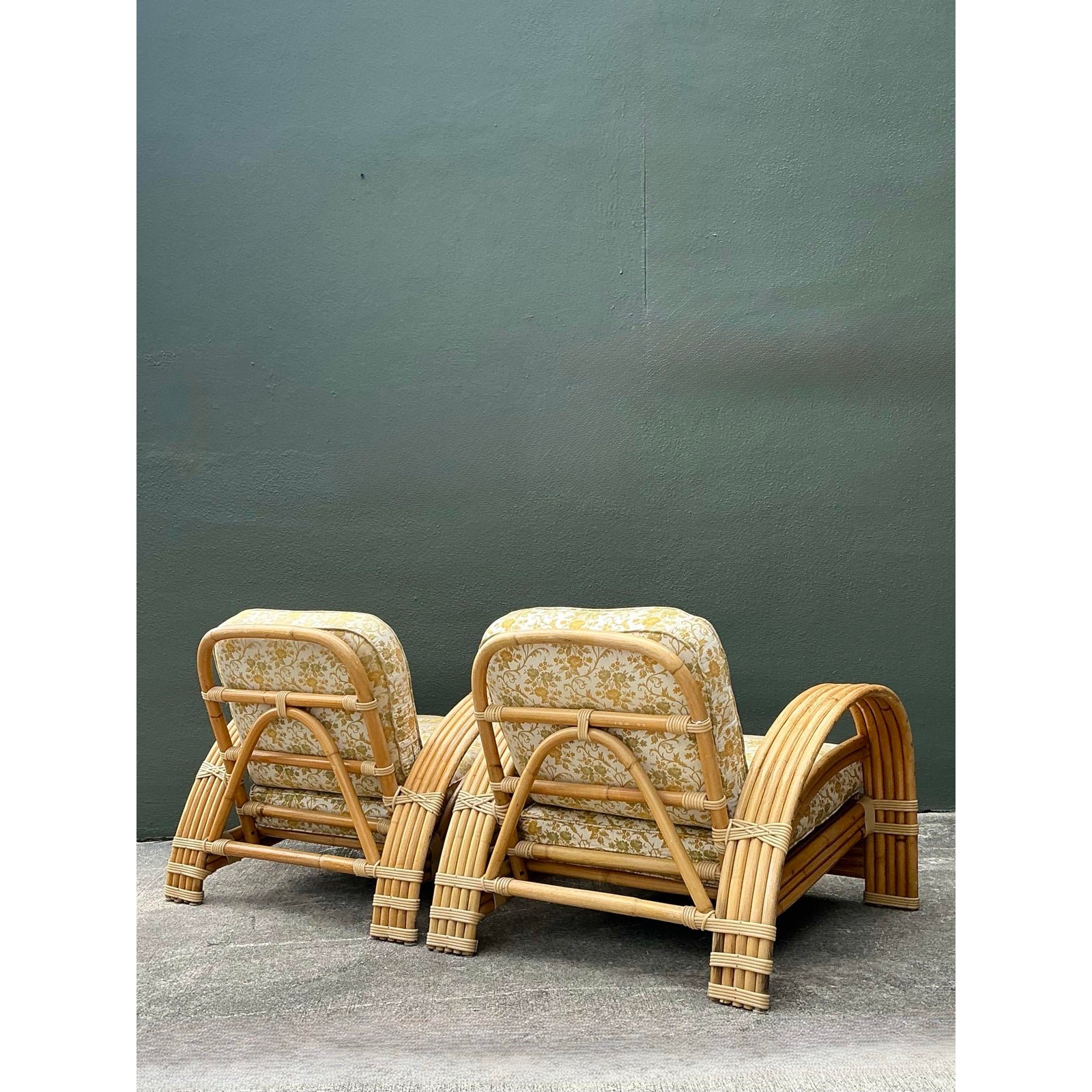 Vintage Ritts Tropitan Bent Rattan Lounge Chairs - A Pair - Side view