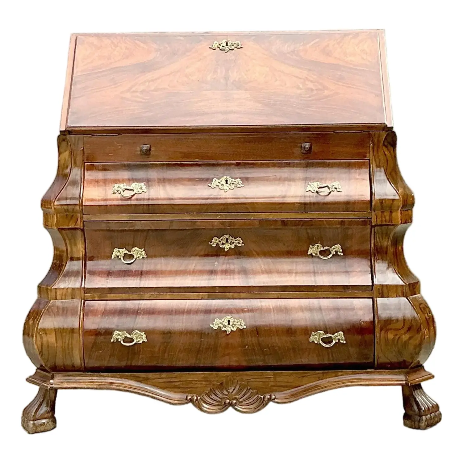 Vintage Rococo Burled Wood Secretaire