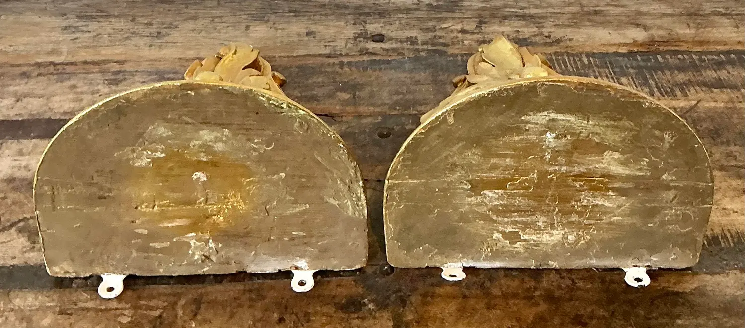 Vintage Rococo Gilt Tipped Brackets - A Pair - Side view